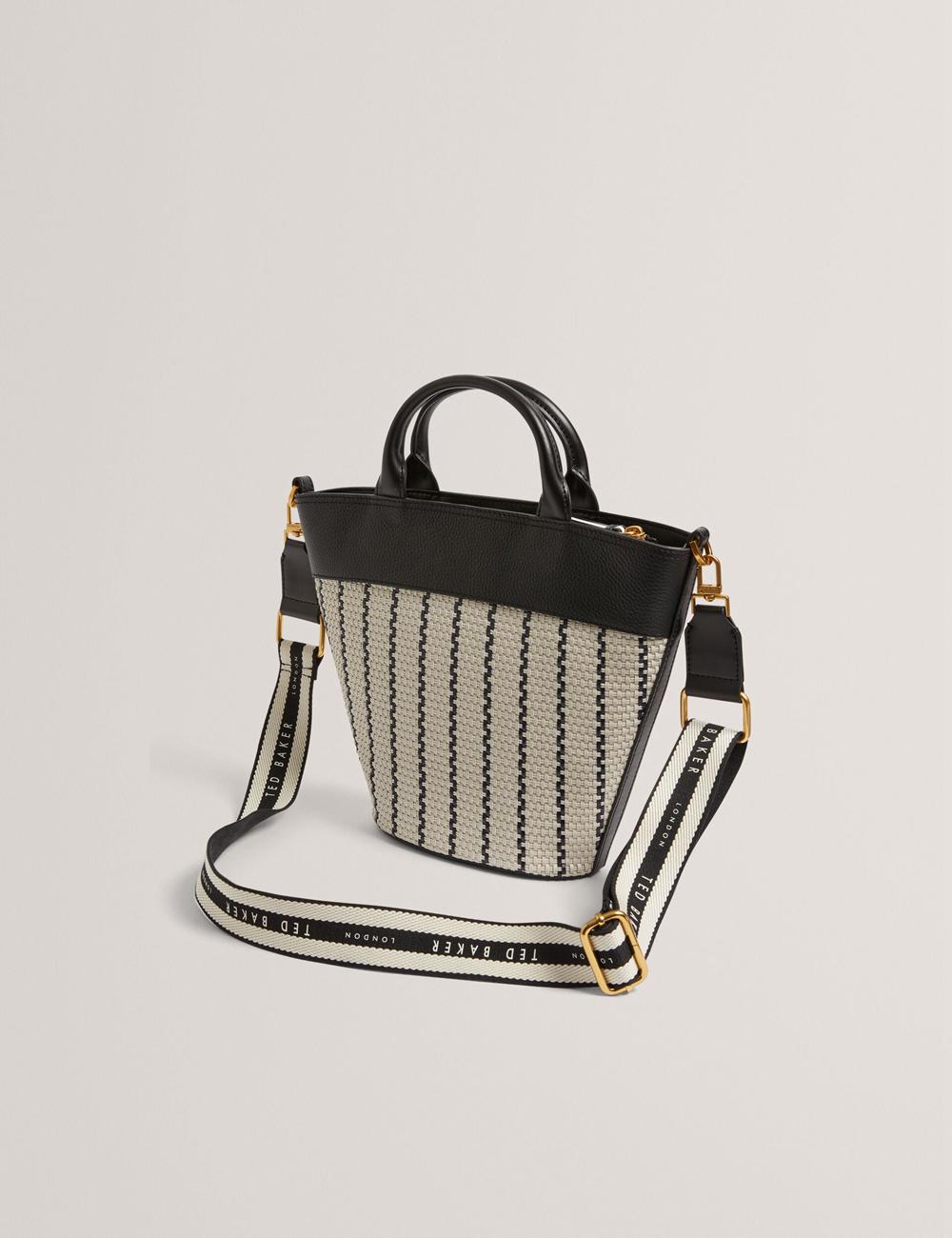 Navy Ted Baker RIVERI - Woven Leather Trim Bucket With Webbing Strap Women Tote Bags | Canada  QJR-917502