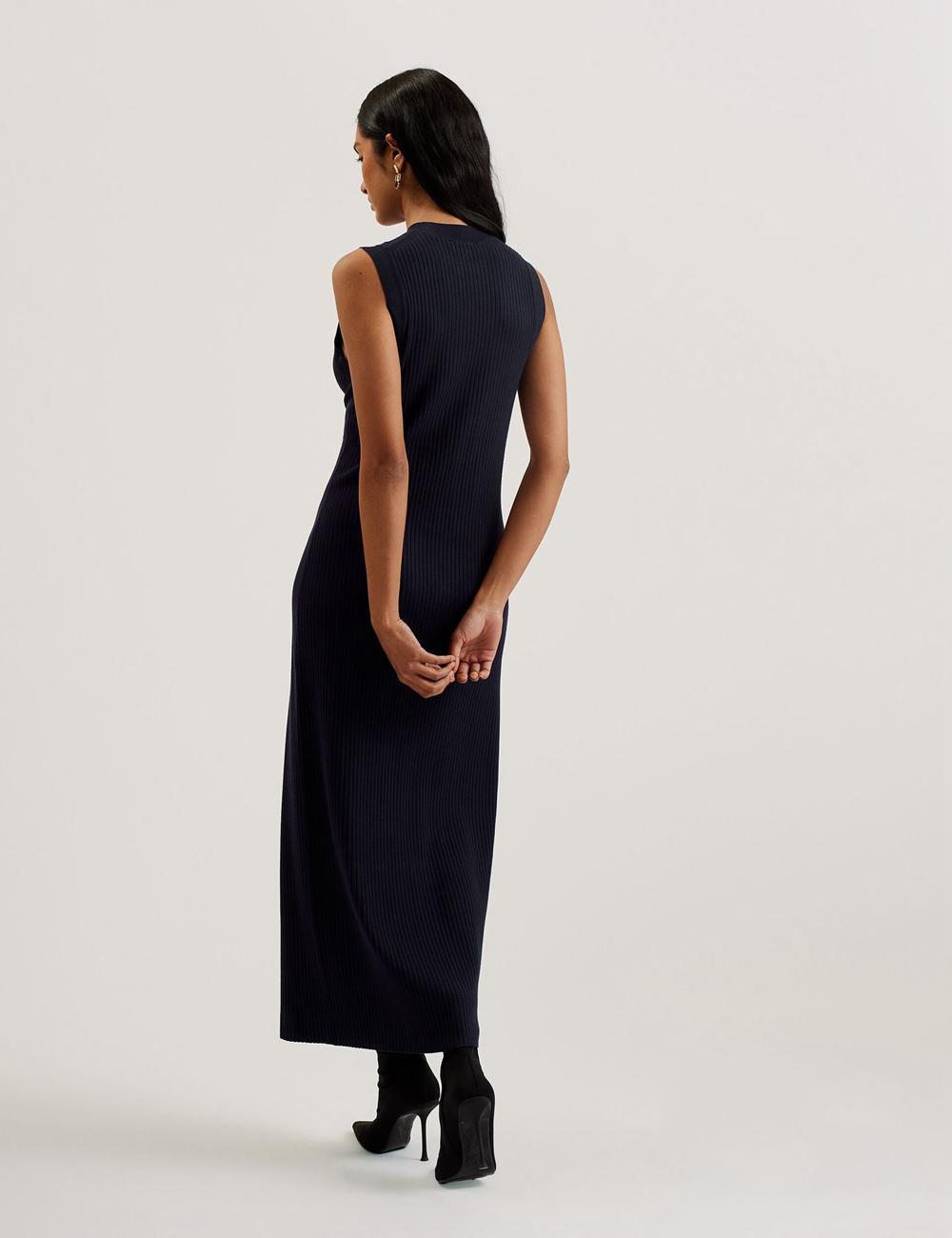 Navy Ted Baker SANDIII - Sleeveless Ribbed Knit Column Women Maxi Dresses | Canada  SJK-280753