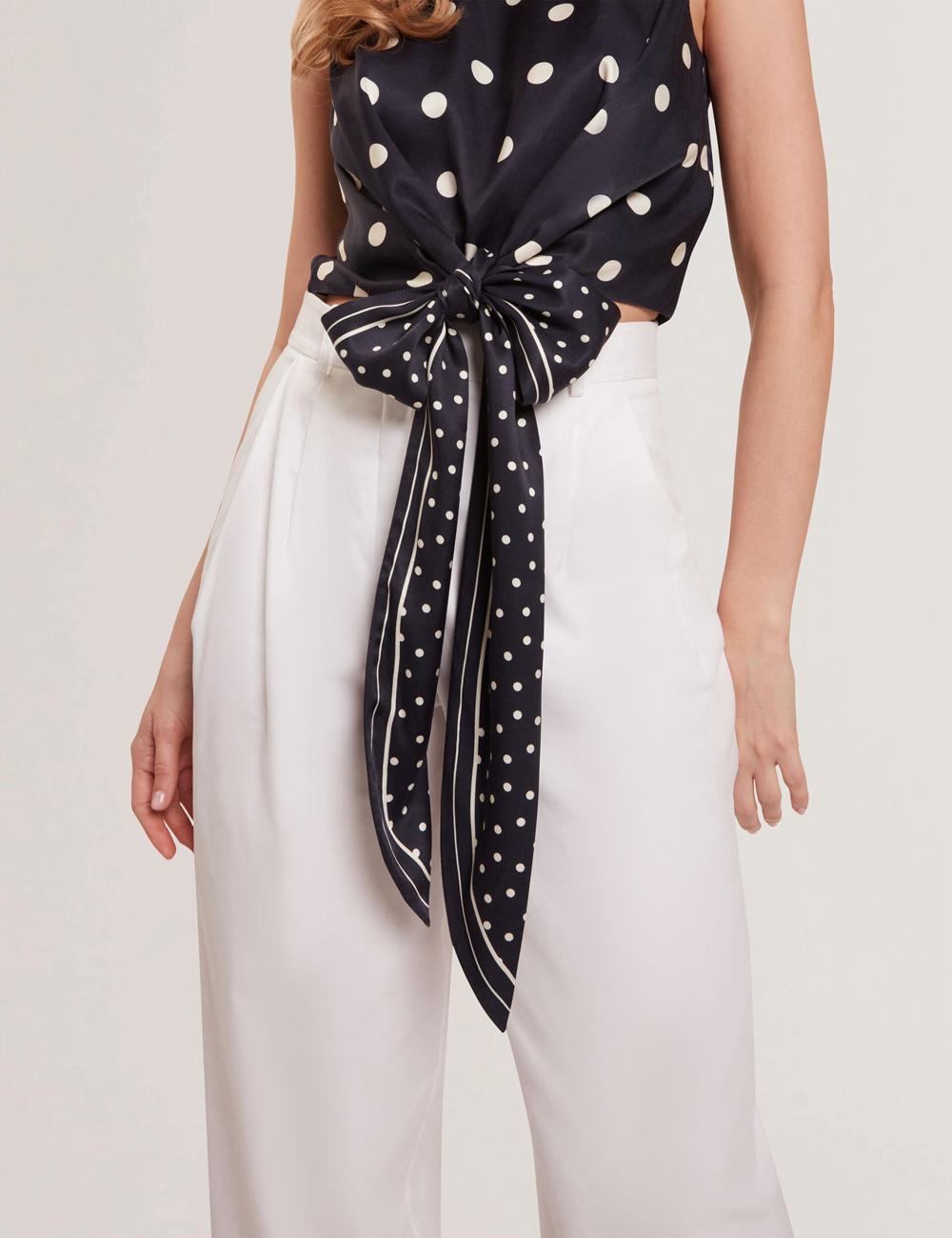 Navy Ted Baker VEIRAA - Polka Dot Front Sleeveless Crop Women Tops | Canada  KJS-573089