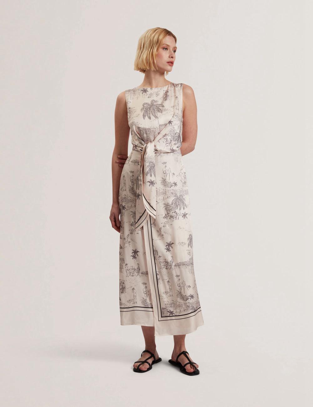 Nude-Pink Ted Baker MARRONA - Printed Wrap Front Sleeveless Women Midi Dresses | Canada  USY-547902
