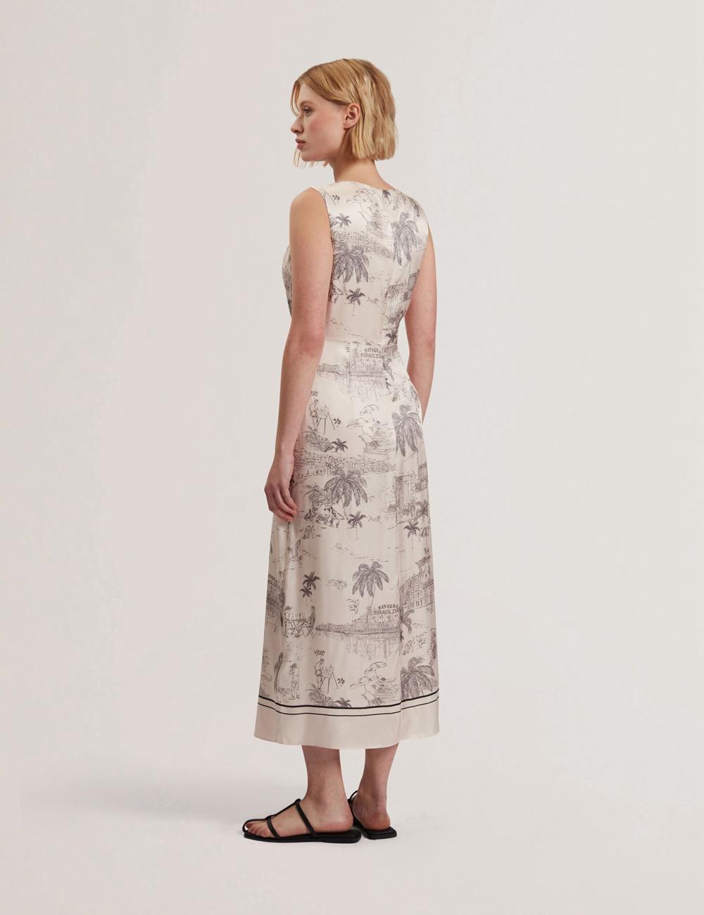 Nude-Pink Ted Baker MARRONA - Printed Wrap Front Sleeveless Women Midi Dresses | Canada  USY-547902