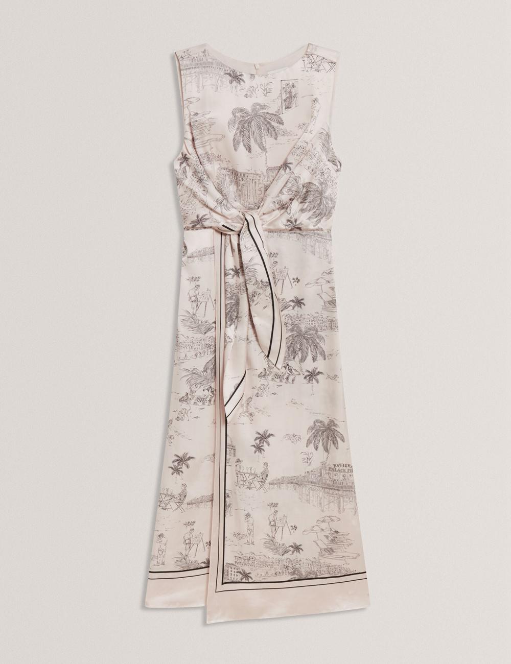 Nude-Pink Ted Baker MARRONA - Printed Wrap Front Sleeveless Women Midi Dresses | Canada  USY-547902