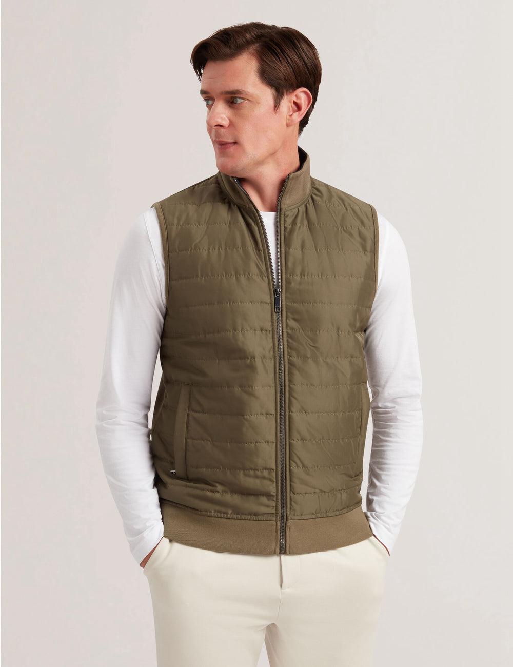 Olive Ted Baker ATHO - Quilted Funnel Neck Zip-Up Men Gillets | Canada  QJX-914083