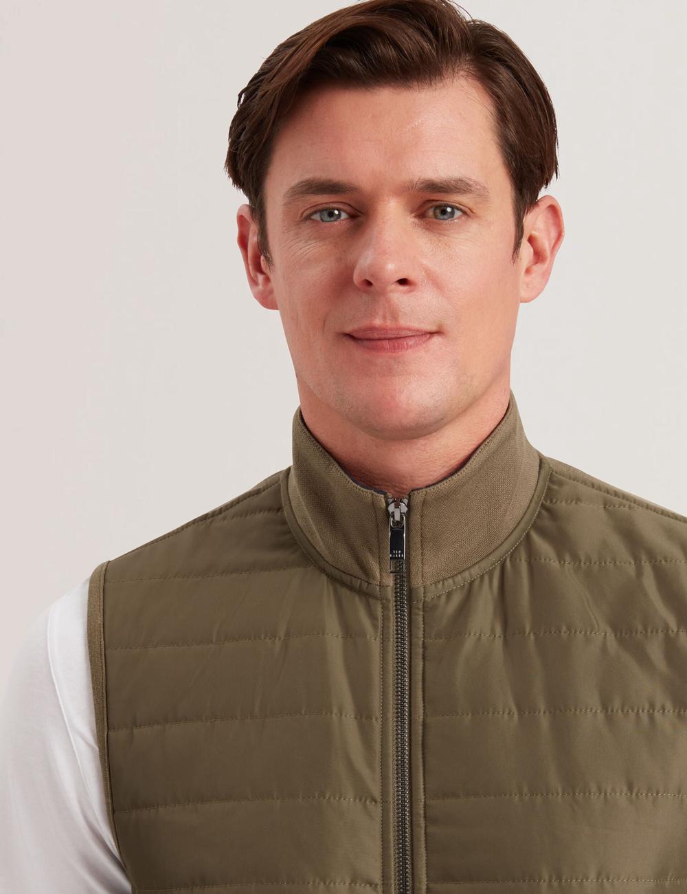 Olive Ted Baker ATHO - Quilted Funnel Neck Zip-Up Men Gillets | Canada  QJX-914083