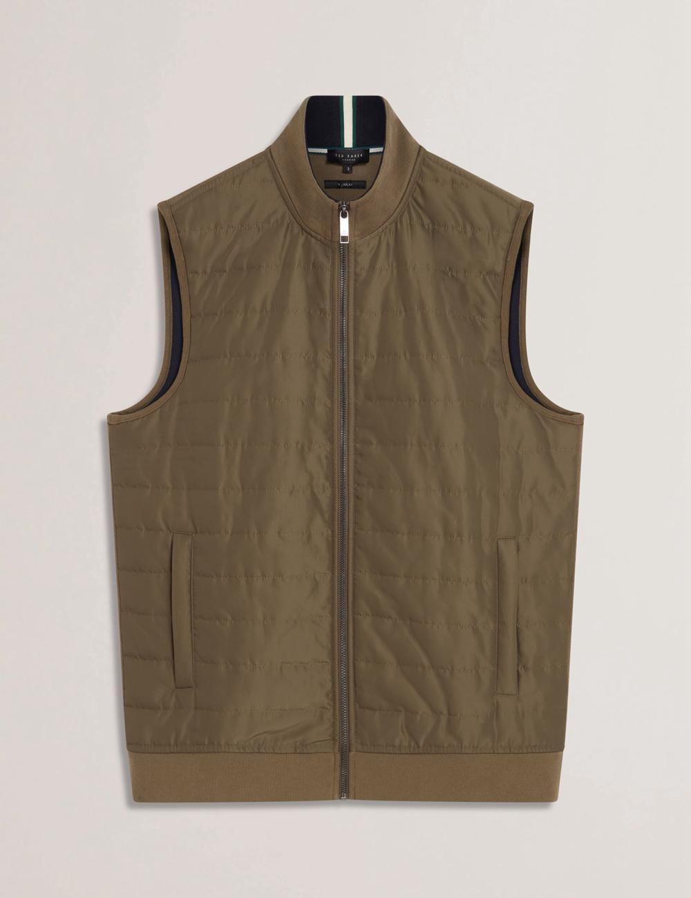 Olive Ted Baker ATHO - Quilted Funnel Neck Zip-Up Men Gillets | Canada  QJX-914083