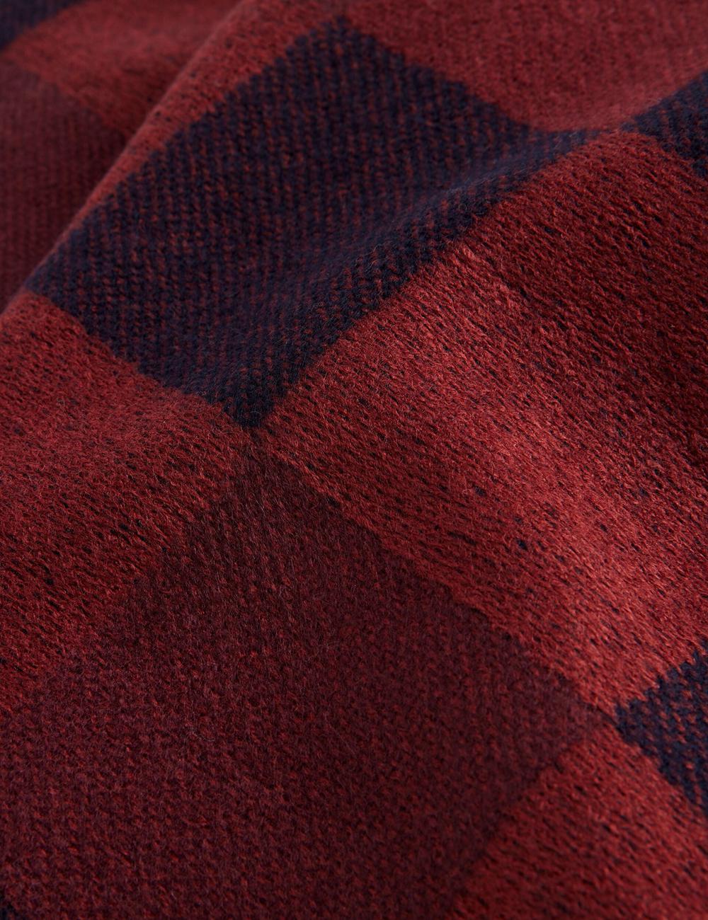 Oxblood Ted Baker PETERRR - Block Check With Fringe Trim Woven Men Scarves | Canada  NWX-104769