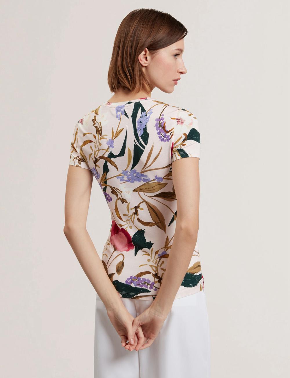 Pink Ted Baker BELLIEA - Painted Floral Print Slim Fit Women T-Shirts | Canada  DSO-378049