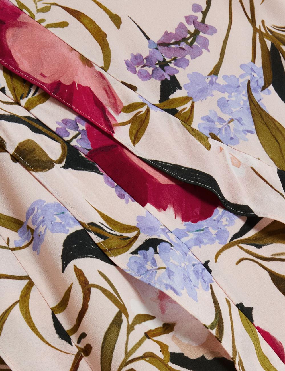 Pink Ted Baker CANDICI - Floral Print Frill Trim With Split Women Midi Skirts | Canada  JES-210849