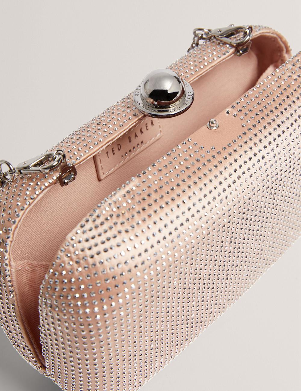 Pink Ted Baker CRYZELA - Crystal Embellished Satin Hard Women Clutch Bag | Canada  YHA-157604