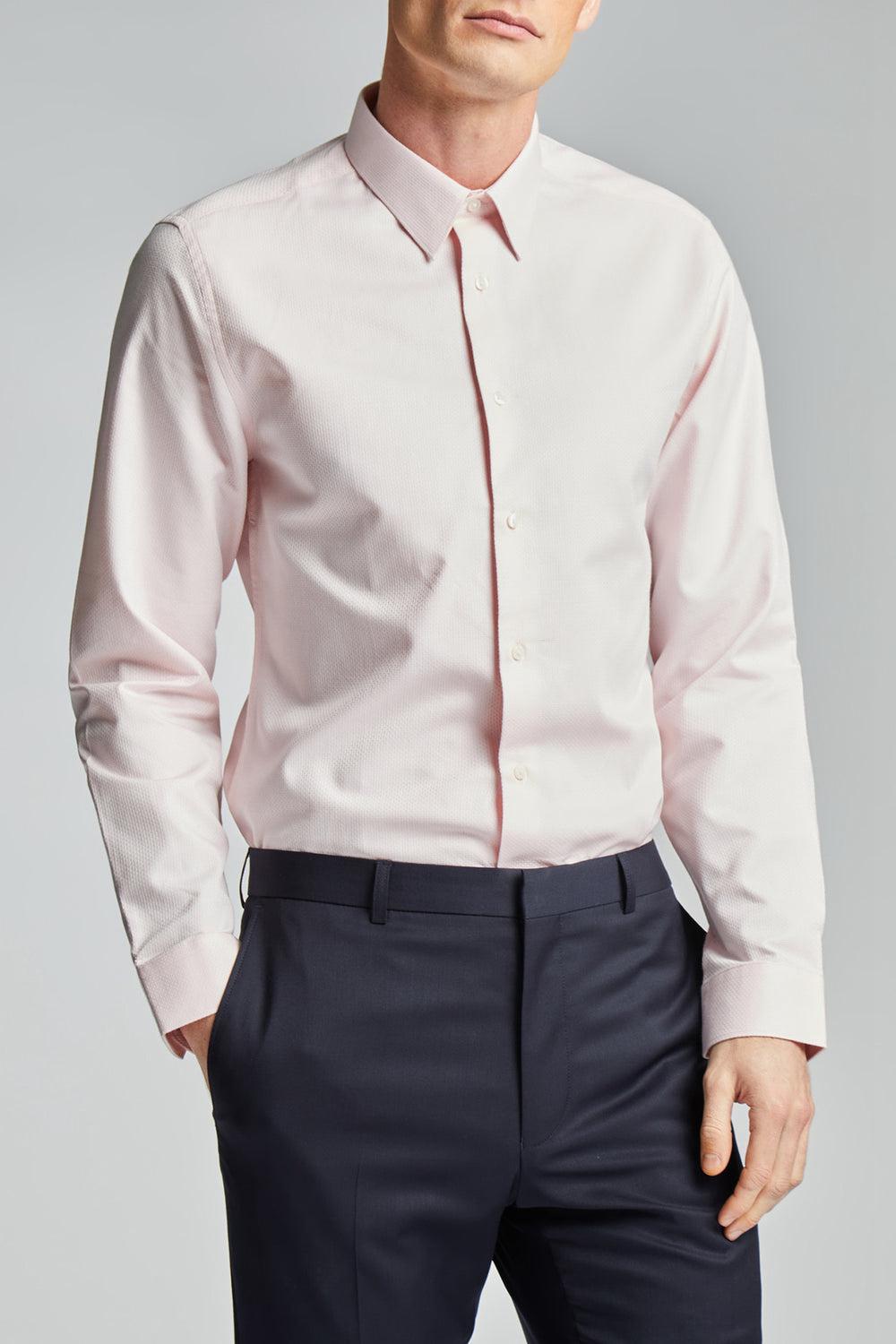Pink Ted Baker DORAIN - Textured Cotton Long Sleeve Men Formal Shirts | Canada  BPN-056749
