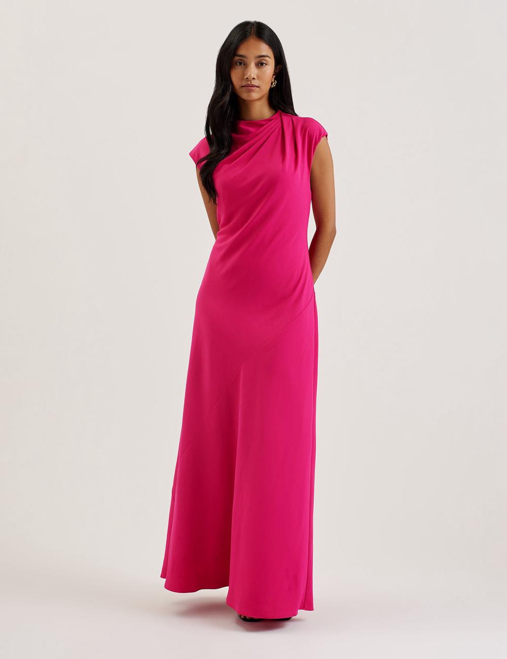 Pink Ted Baker EREAS - Drape Neckline Cap Sleeve Women Maxi Dresses | Canada  YGD-869123