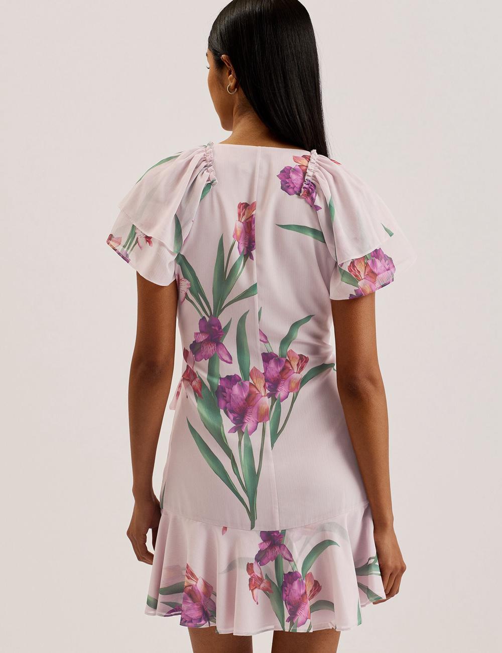 Pink Ted Baker FASNIA - Floral Angel Sleeve Wrap Women Mini Dresses | Canada  VND-983470