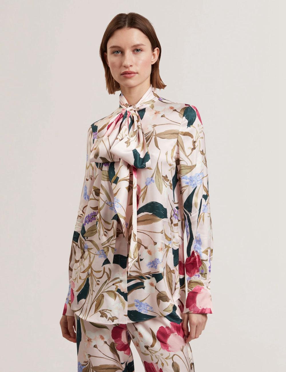 Pink Ted Baker LEEYAA - Floral Print Neck Longline Women Blouses | Canada  HGD-915067