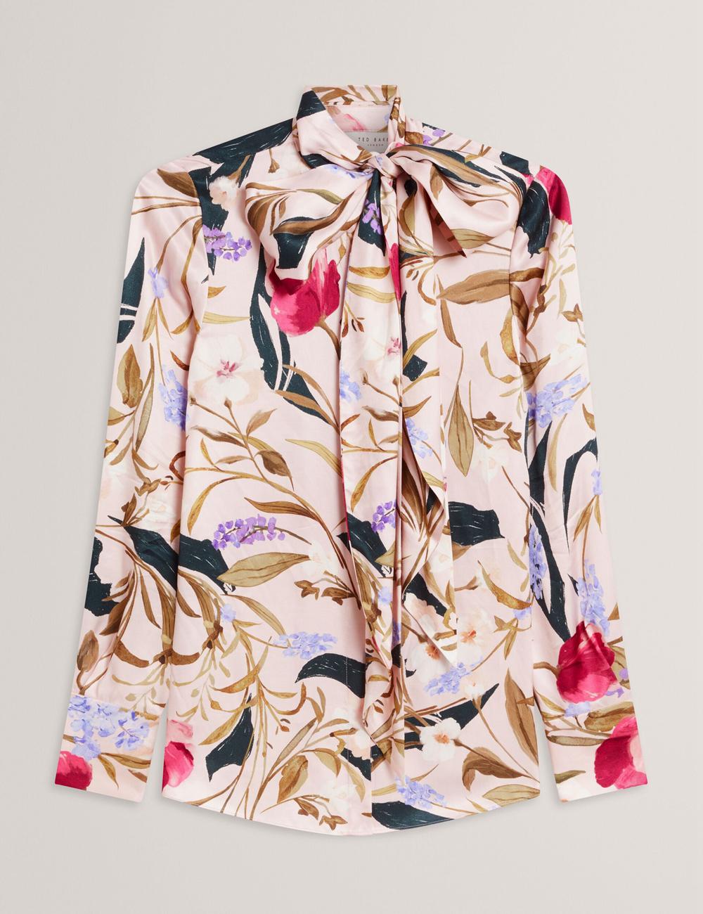 Pink Ted Baker LEEYAA - Floral Print Neck Longline Women Blouses | Canada  HGD-915067