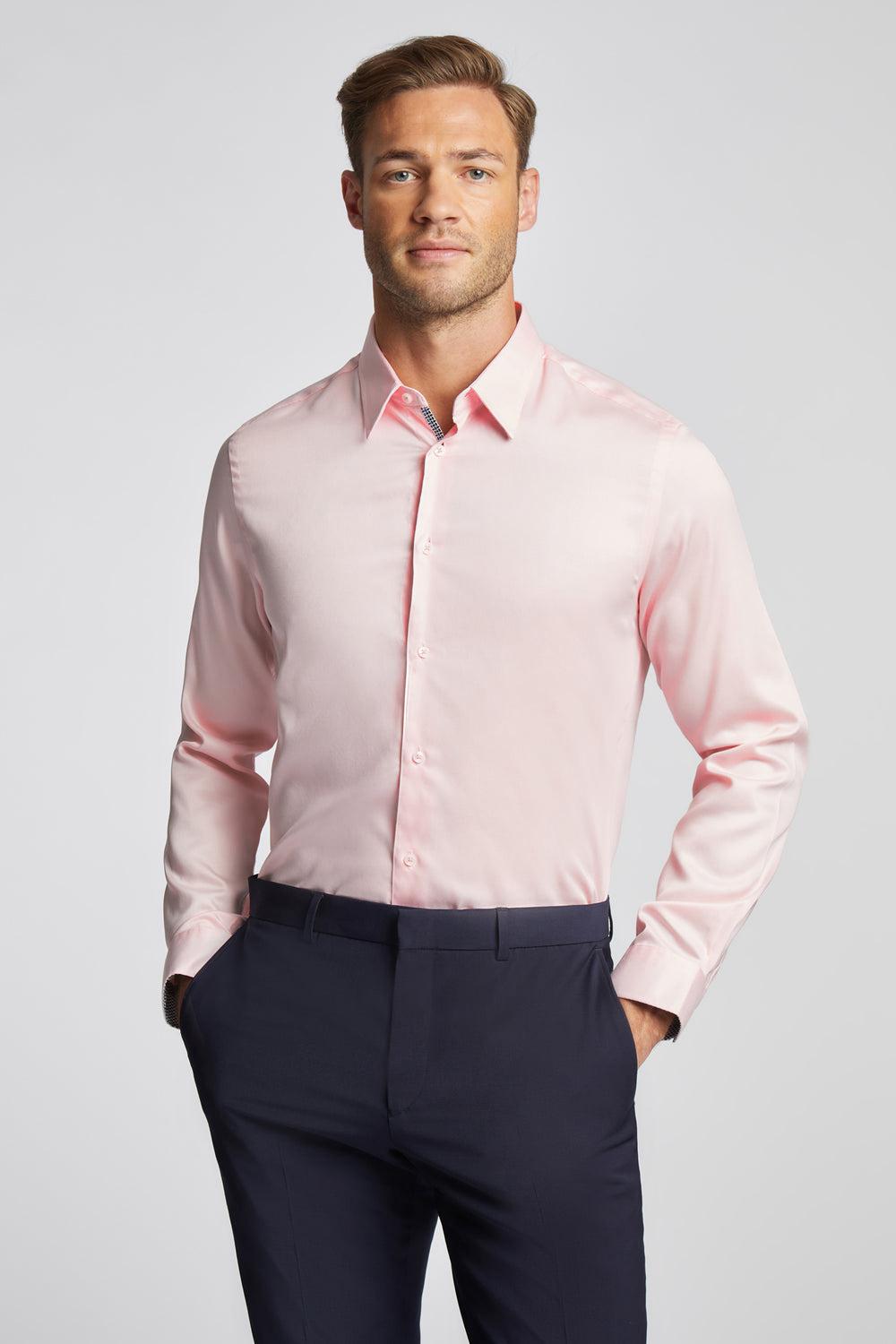 Pink Ted Baker MAELOR - Slim Fit Sateen Cotton Men Formal Shirts | Canada  ZKI-064159
