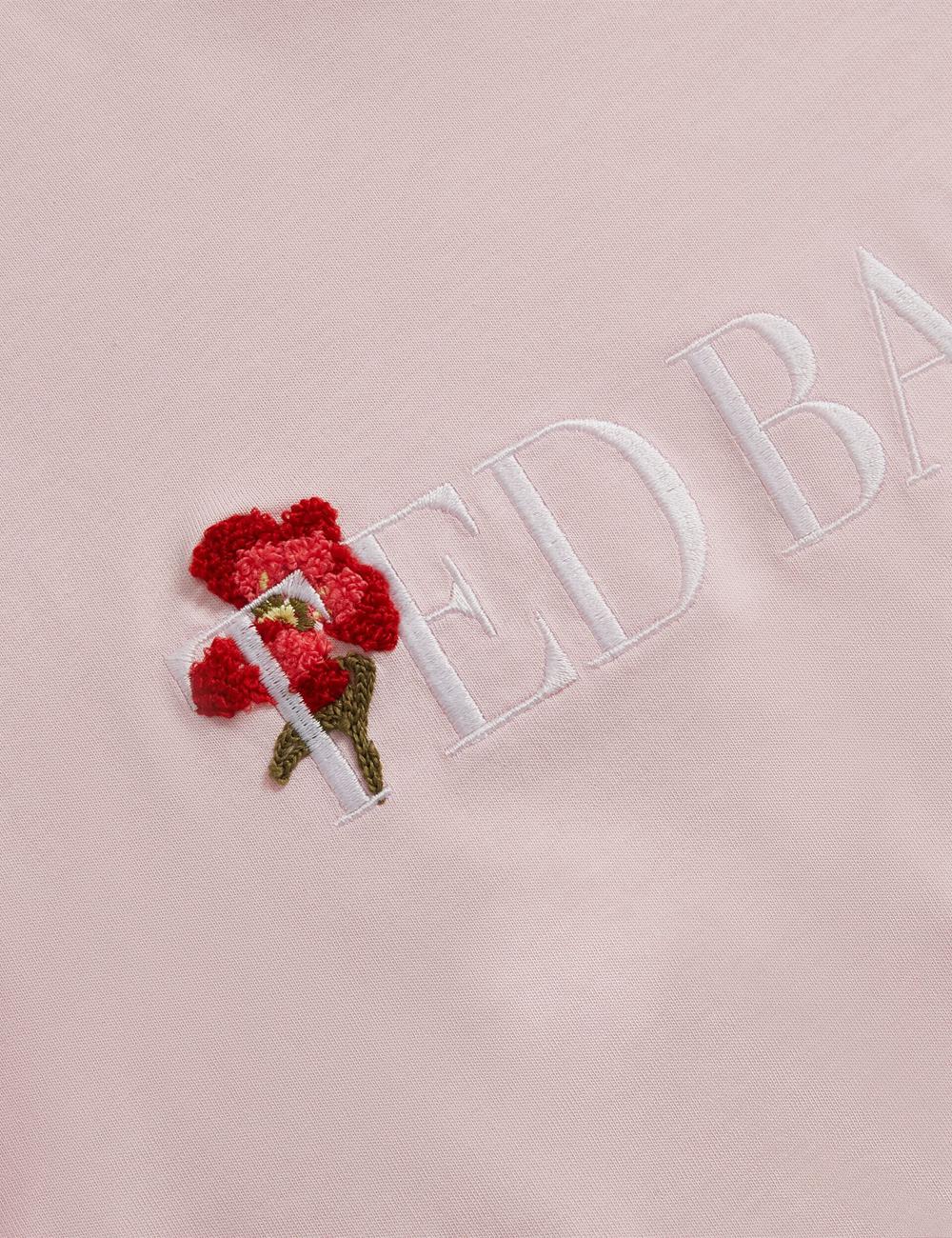 Pink Ted Baker MOLII - Embroidered Logo Cropped Cotton Women T-Shirts | Canada  UBO-693185