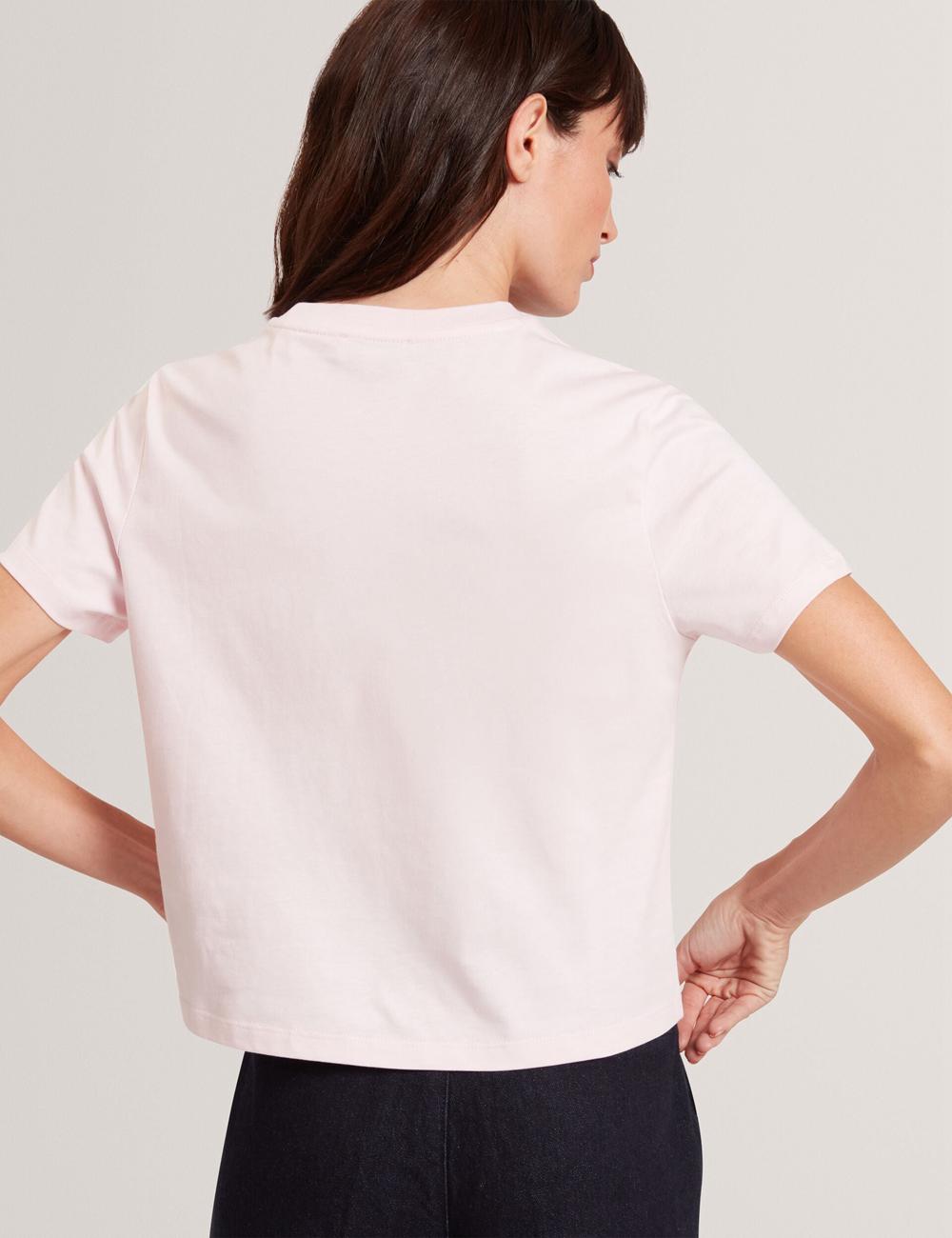 Pink Ted Baker MOLII - Embroidered Logo Cropped Cotton Women T-Shirts | Canada  UBO-693185
