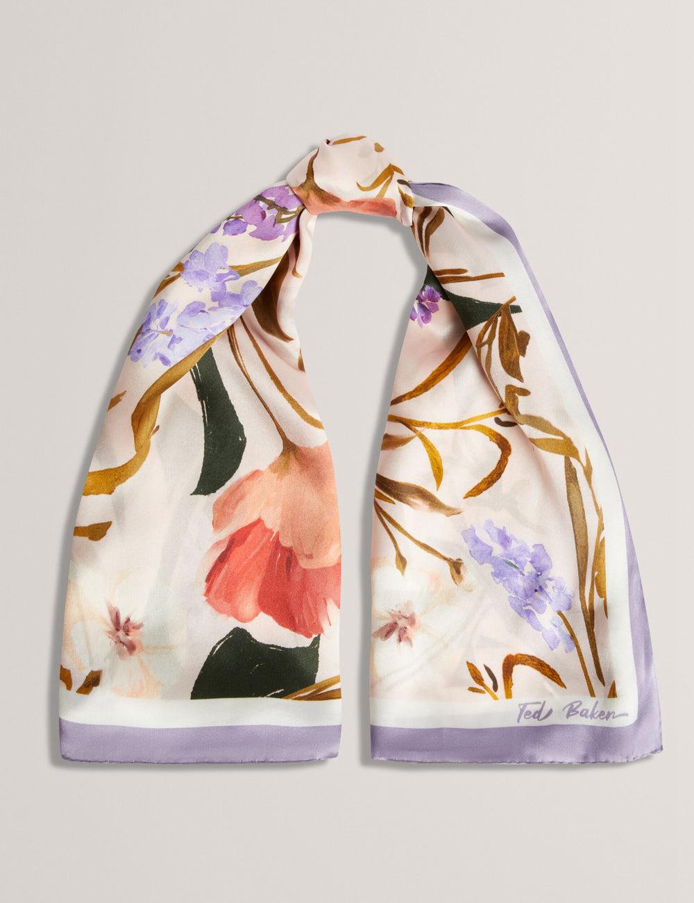 Pink Ted Baker NICLAE - Painted Floral Print Square Silk Women Scarves | Canada  ZPV-019543