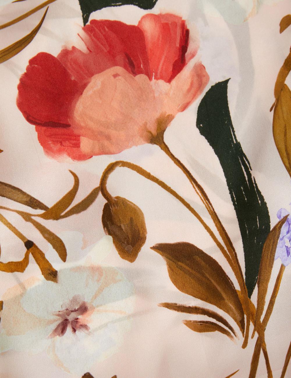 Pink Ted Baker NICLAE - Painted Floral Print Square Silk Women Scarves | Canada  ZPV-019543
