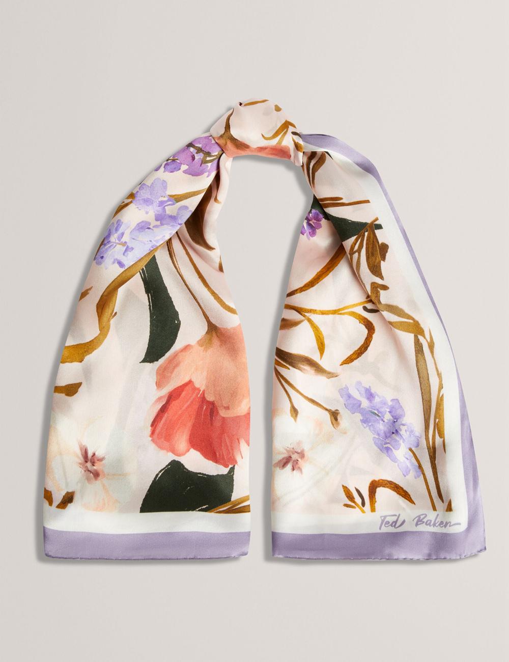 Pink Ted Baker NICLAE - Painted Floral Print Square Silk Women Scarves | Canada  ZPV-019543