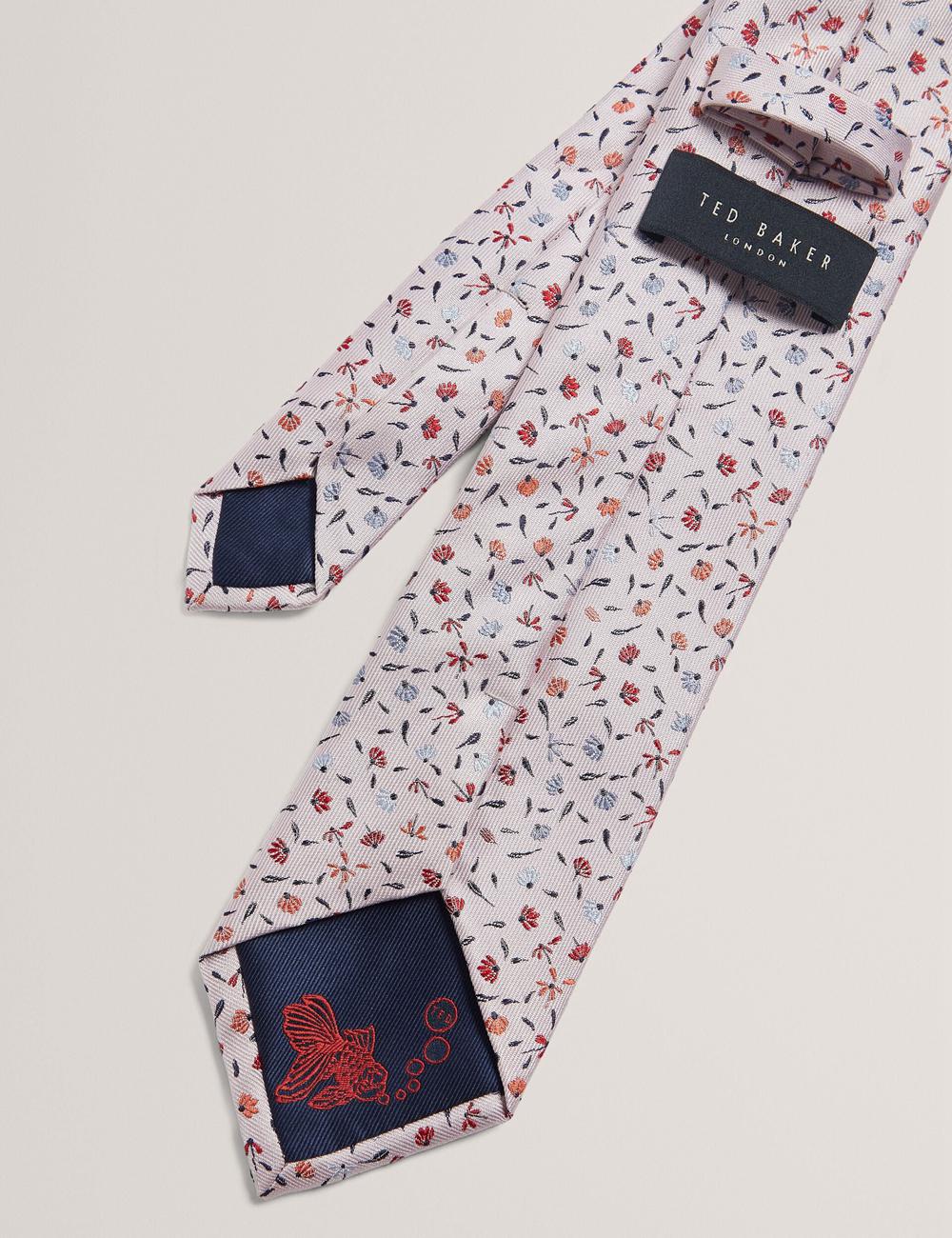 Pink Ted Baker ORSEA - Ditsy Petal Print Woven Silk Men Ties | Canada  CBF-815467