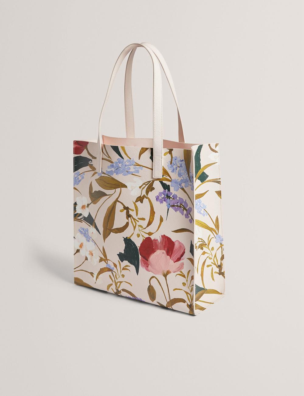 Pink Ted Baker PALAMAA - Floral Print PU Leather Large Women Tote Bags | Canada  LFV-428179