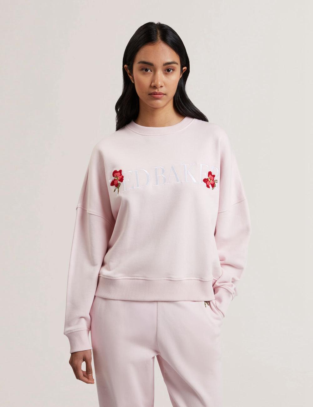 Pink Ted Baker STIILA - Embroidered Logo Pure Cotton Women Sweatshirts | Canada  RVE-136924
