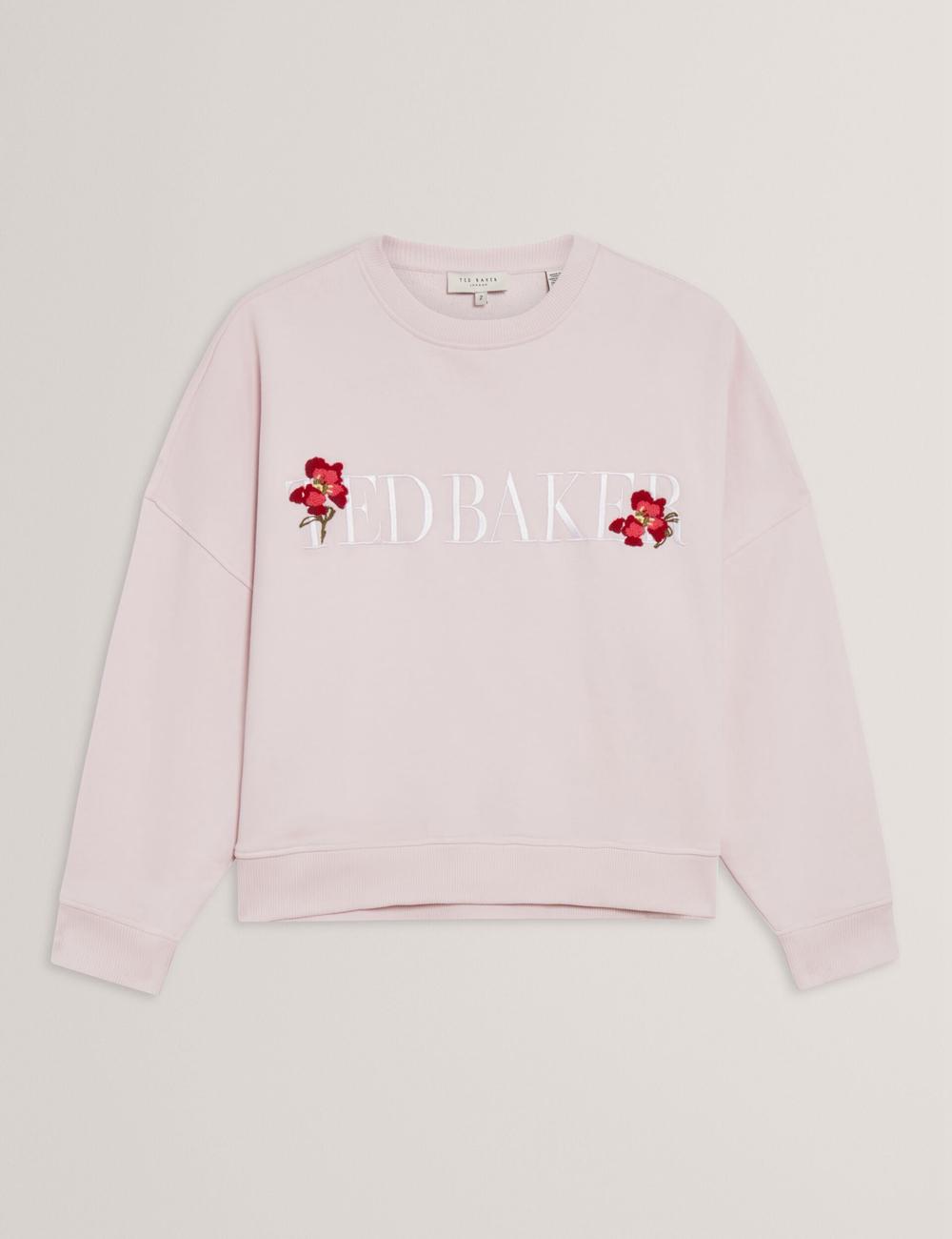 Pink Ted Baker STIILA - Embroidered Logo Pure Cotton Women Sweatshirts | Canada  RVE-136924
