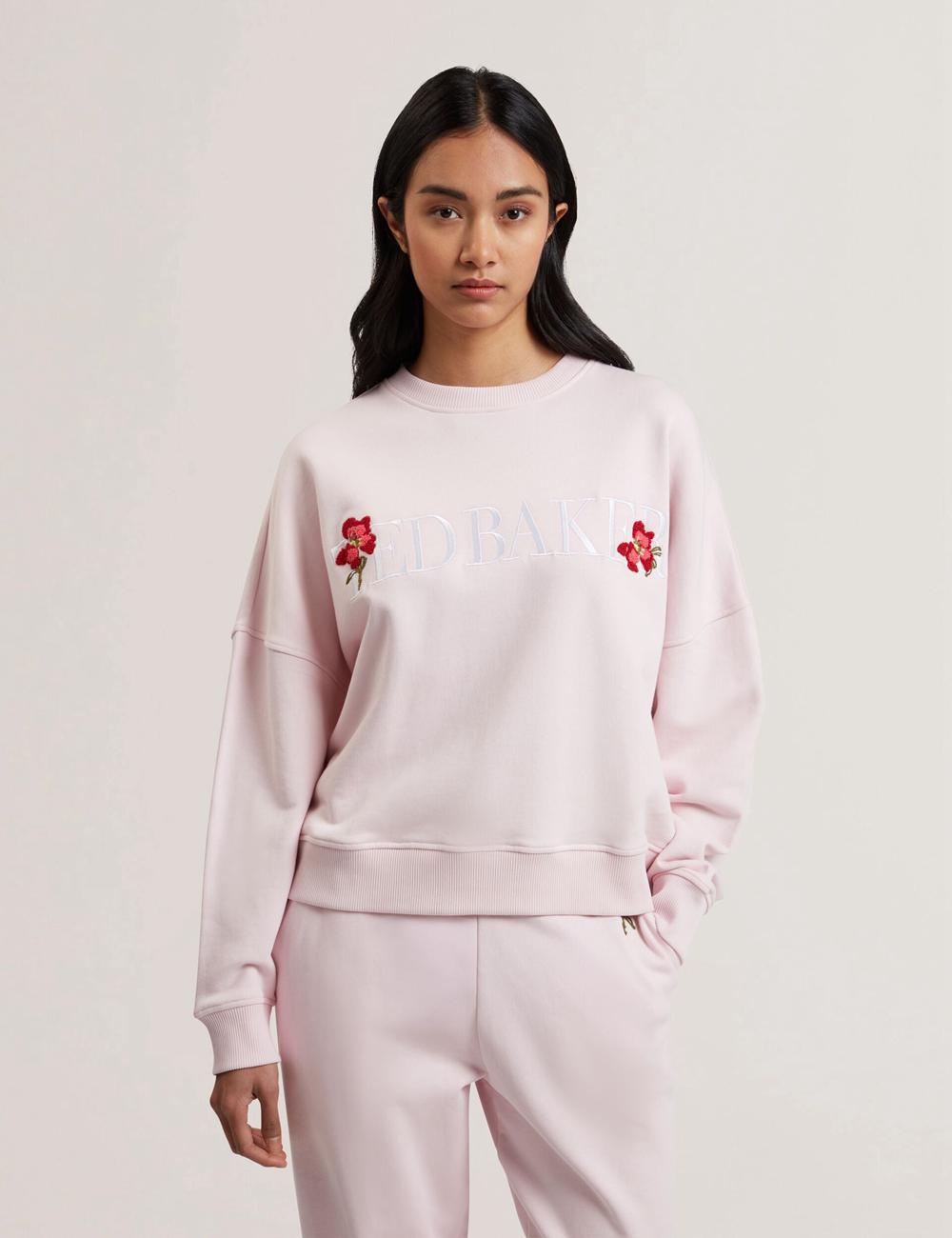 Pink Ted Baker STIILA - Embroidered Logo Pure Cotton Women Sweatshirts | Canada  RVE-136924