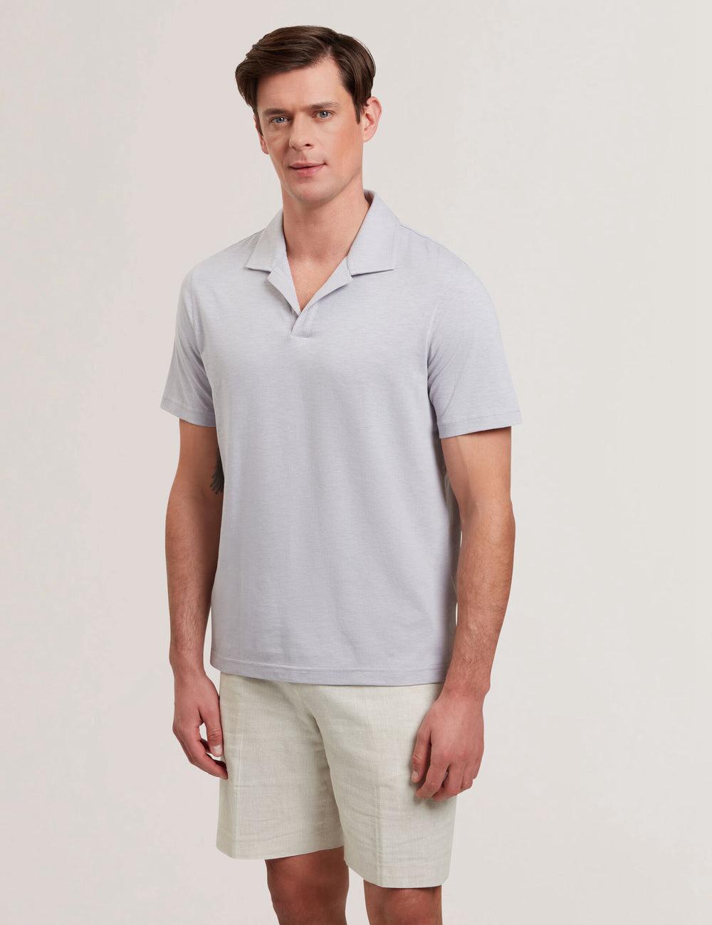 Purple Ted Baker ANITO - Cotton Linen Open Neck Men Polos Shirts | Canada  DPY-421867