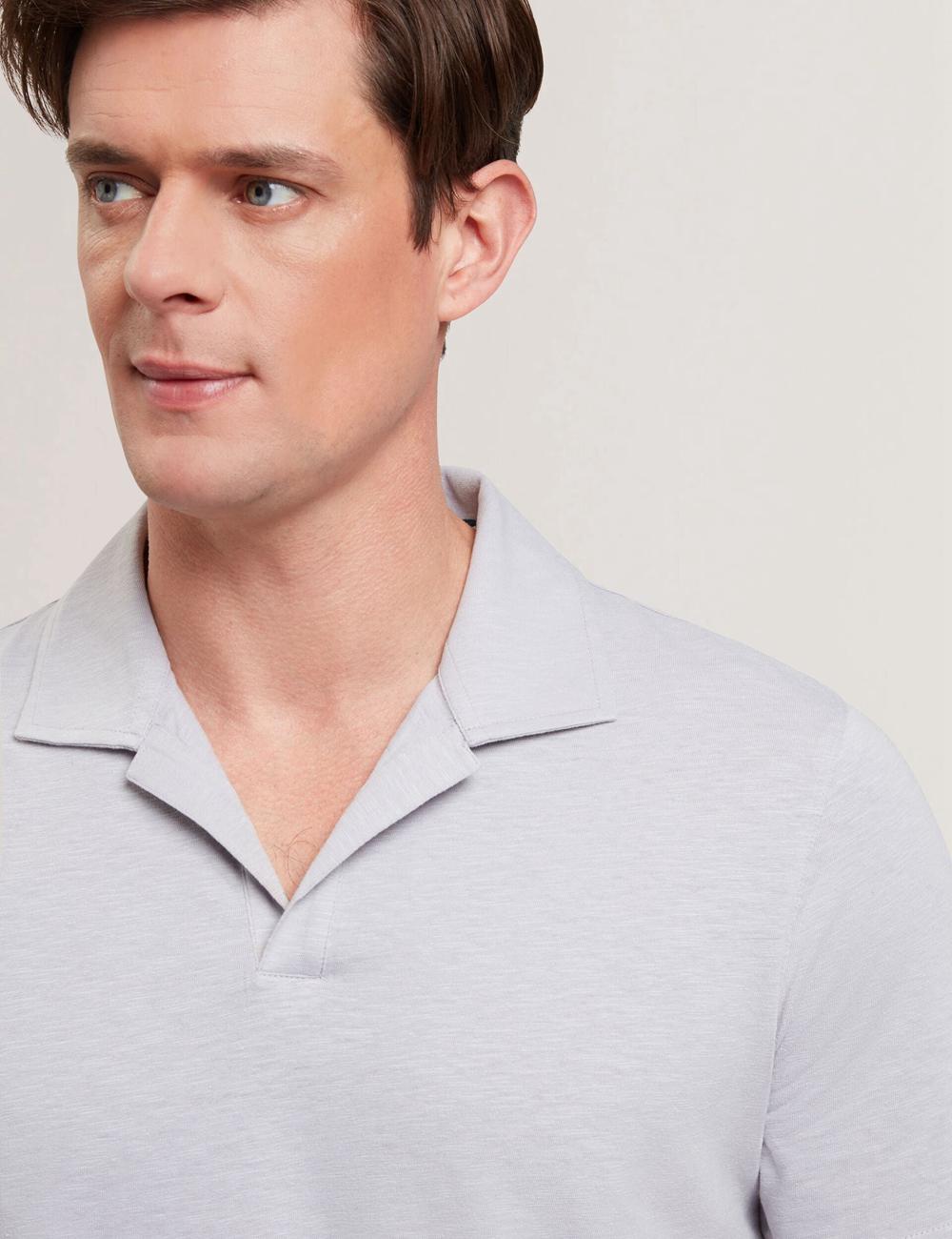 Purple Ted Baker ANITO - Cotton Linen Open Neck Men Polos Shirts | Canada  DPY-421867