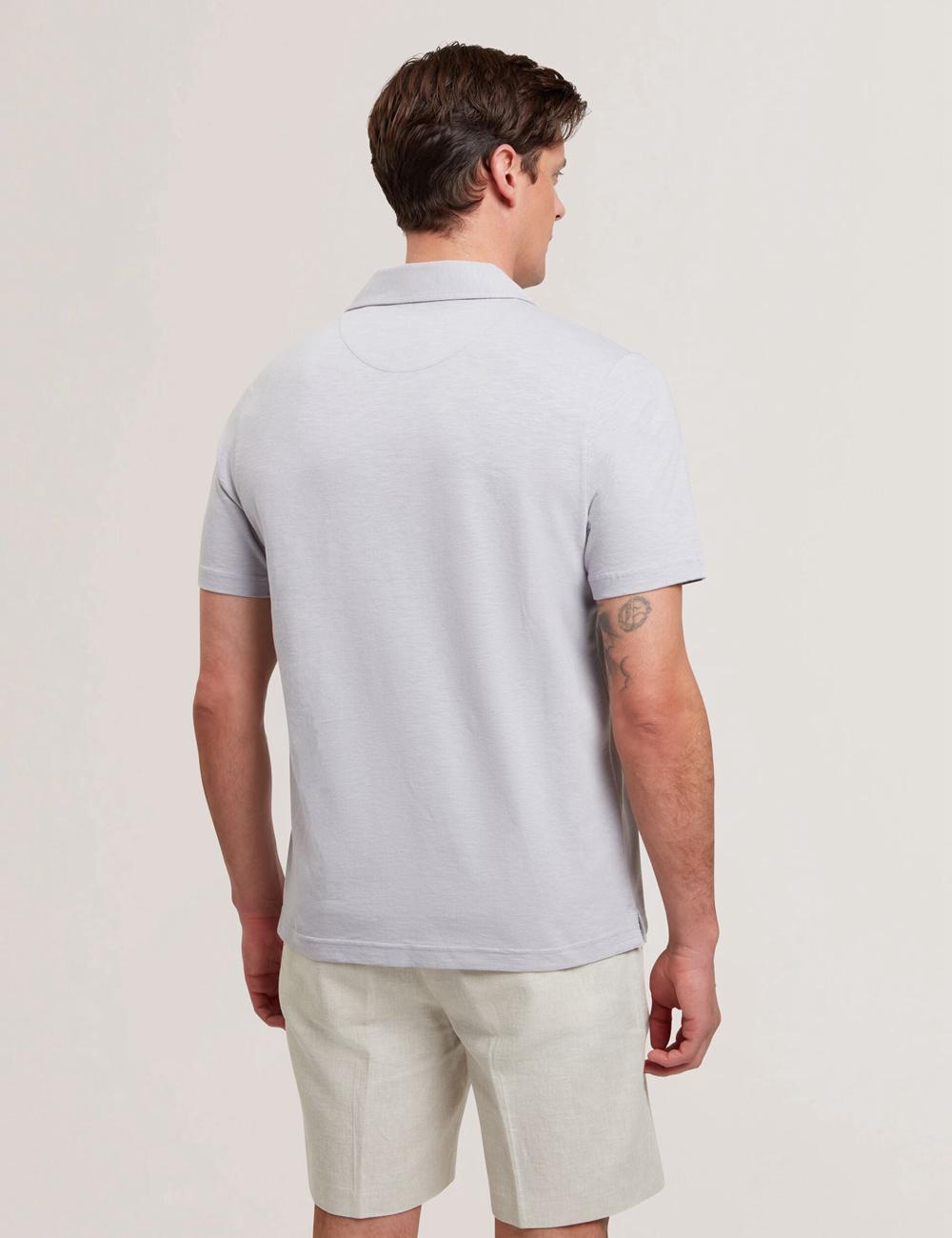 Purple Ted Baker ANITO - Cotton Linen Open Neck Men Polos Shirts | Canada  DPY-421867