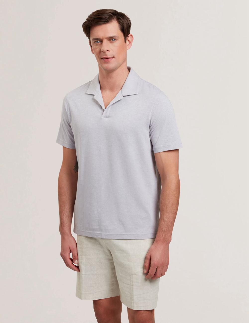 Purple Ted Baker ANITO - Cotton Linen Open Neck Men Polos Shirts | Canada  DPY-421867
