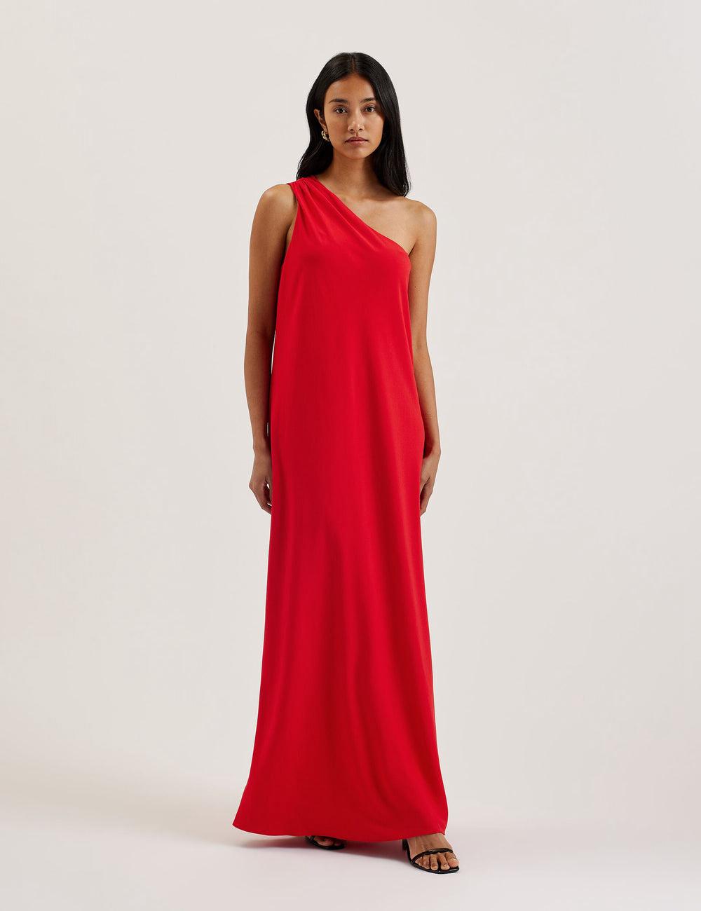 Red Ted Baker AISLI - One Shoulder Woven Women Maxi Dresses | Canada  IHQ-175390