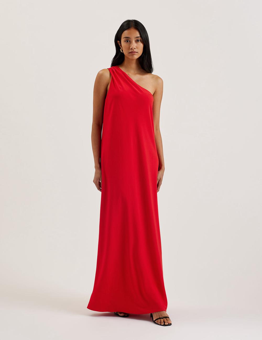 Red Ted Baker AISLI - One Shoulder Woven Women Maxi Dresses | Canada  IHQ-175390