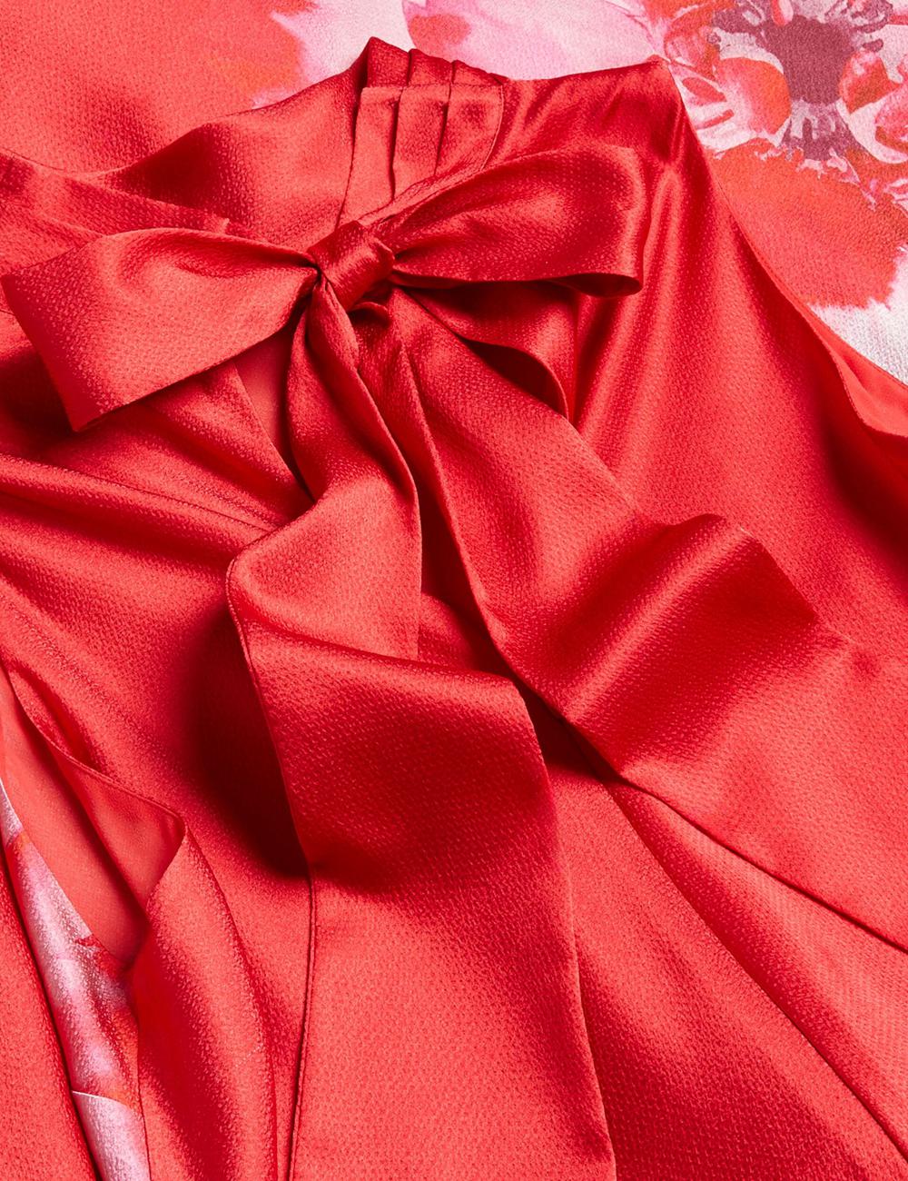 Red Ted Baker ALIARA - Floral Satin High Neck Sleeveless Women Midi Dresses | Canada  LWS-103984