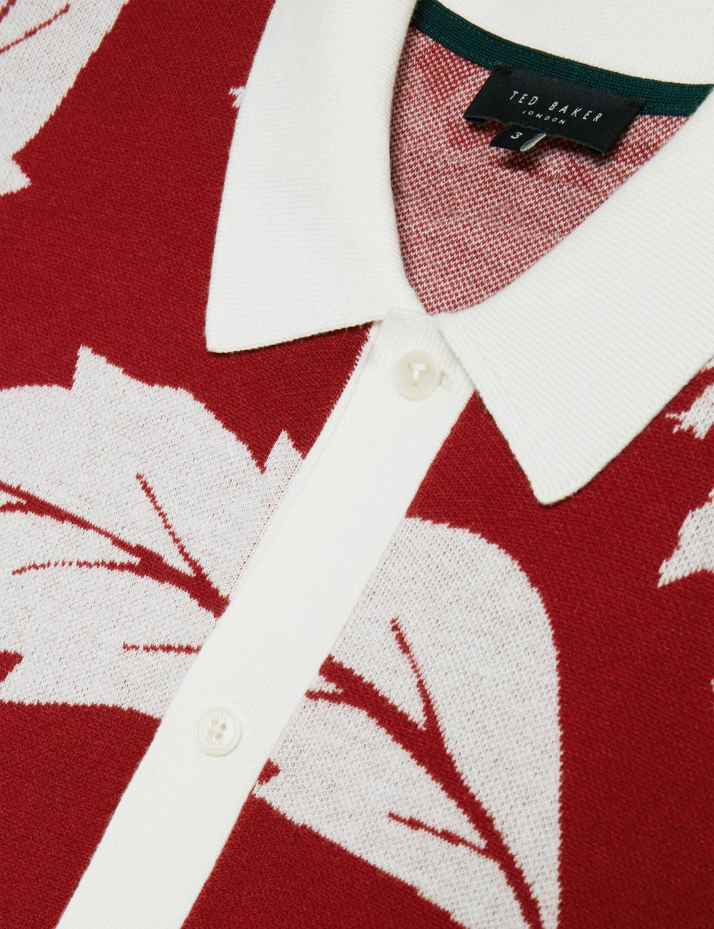 Red Ted Baker EDSON - Short Sleeve Button Through Floral Men Polos Shirts | Canada  PCO-072385