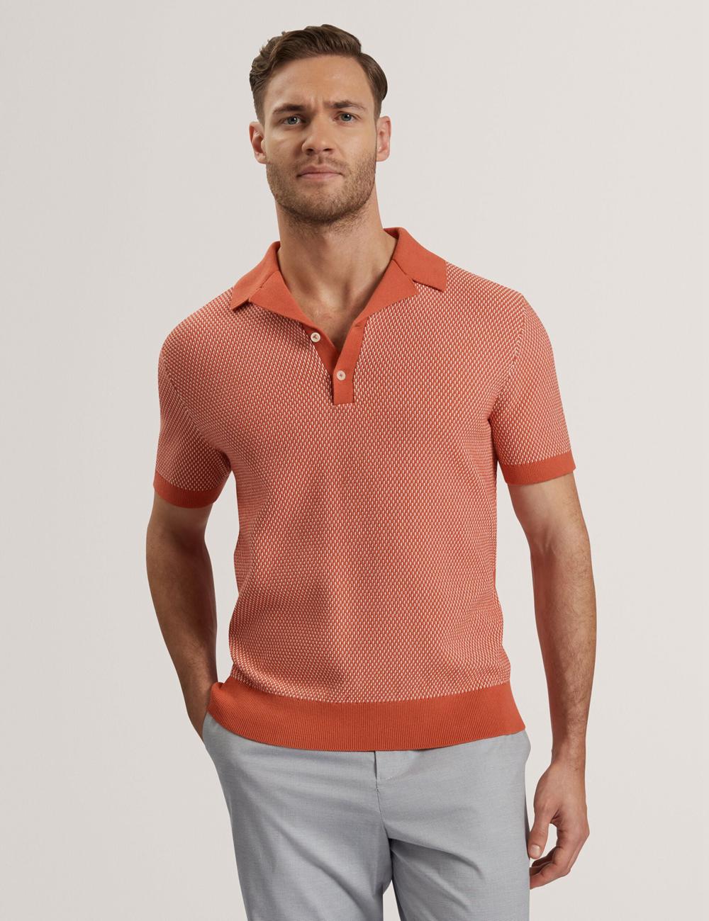 Red Ted Baker GREGRY - Short Sleeve Small Stitch Knitted Men Polos Shirts | Canada  LVA-492068