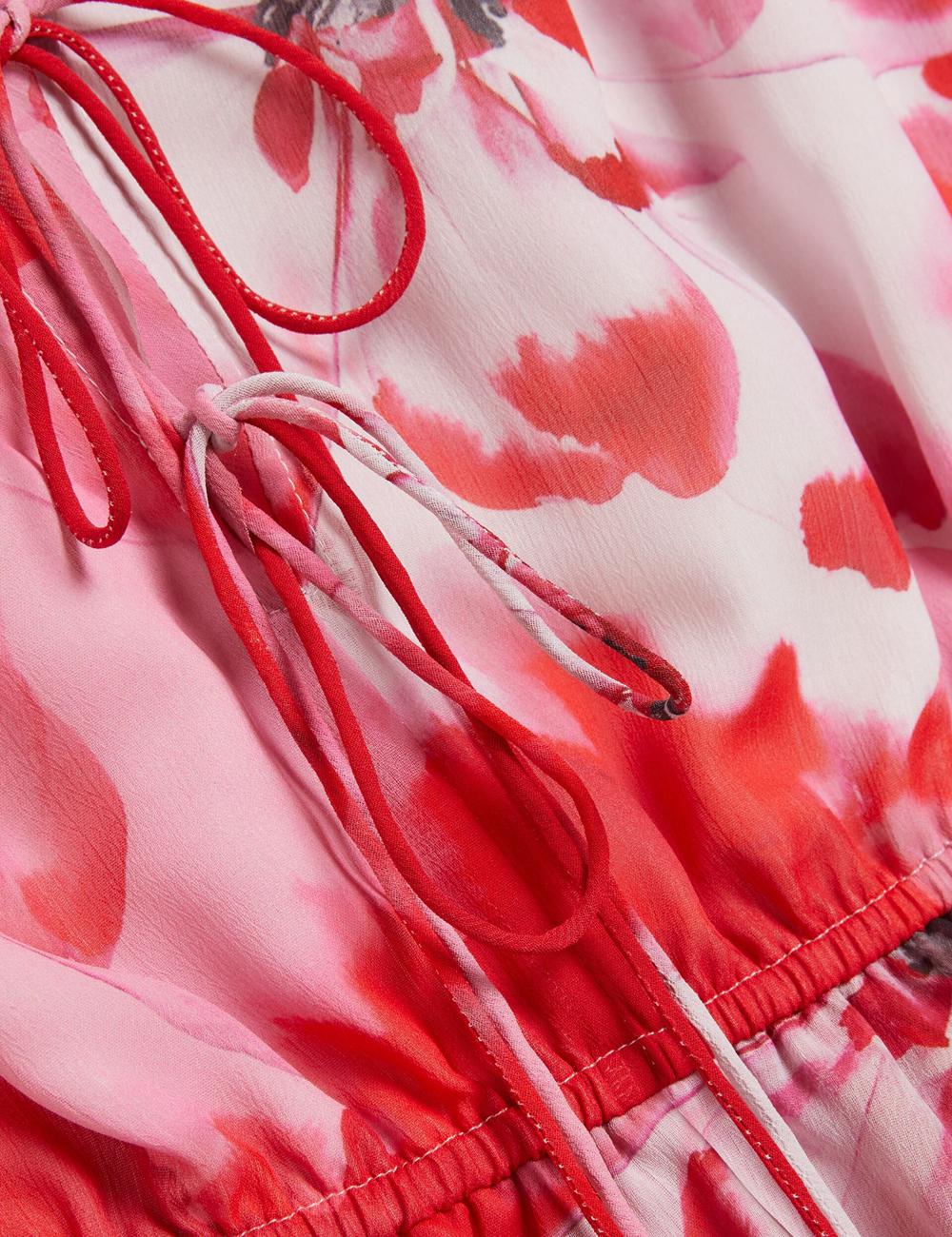 Red Ted Baker LEYNA - Floral Chiffon Front Women Mini Dresses | Canada  DEB-065927