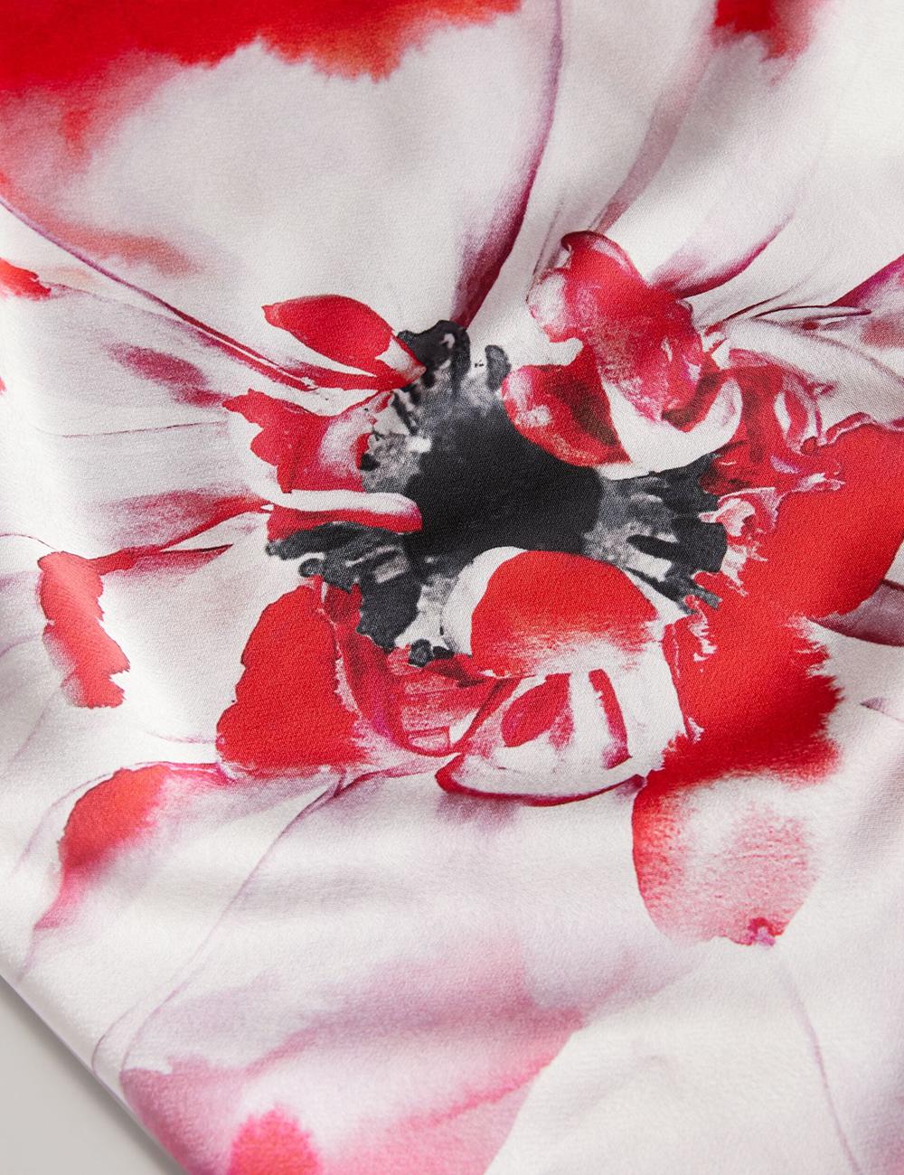 Red Ted Baker NASINU - Printed Satin Batwing Sleeve Women Midi Dresses | Canada  NBE-956038