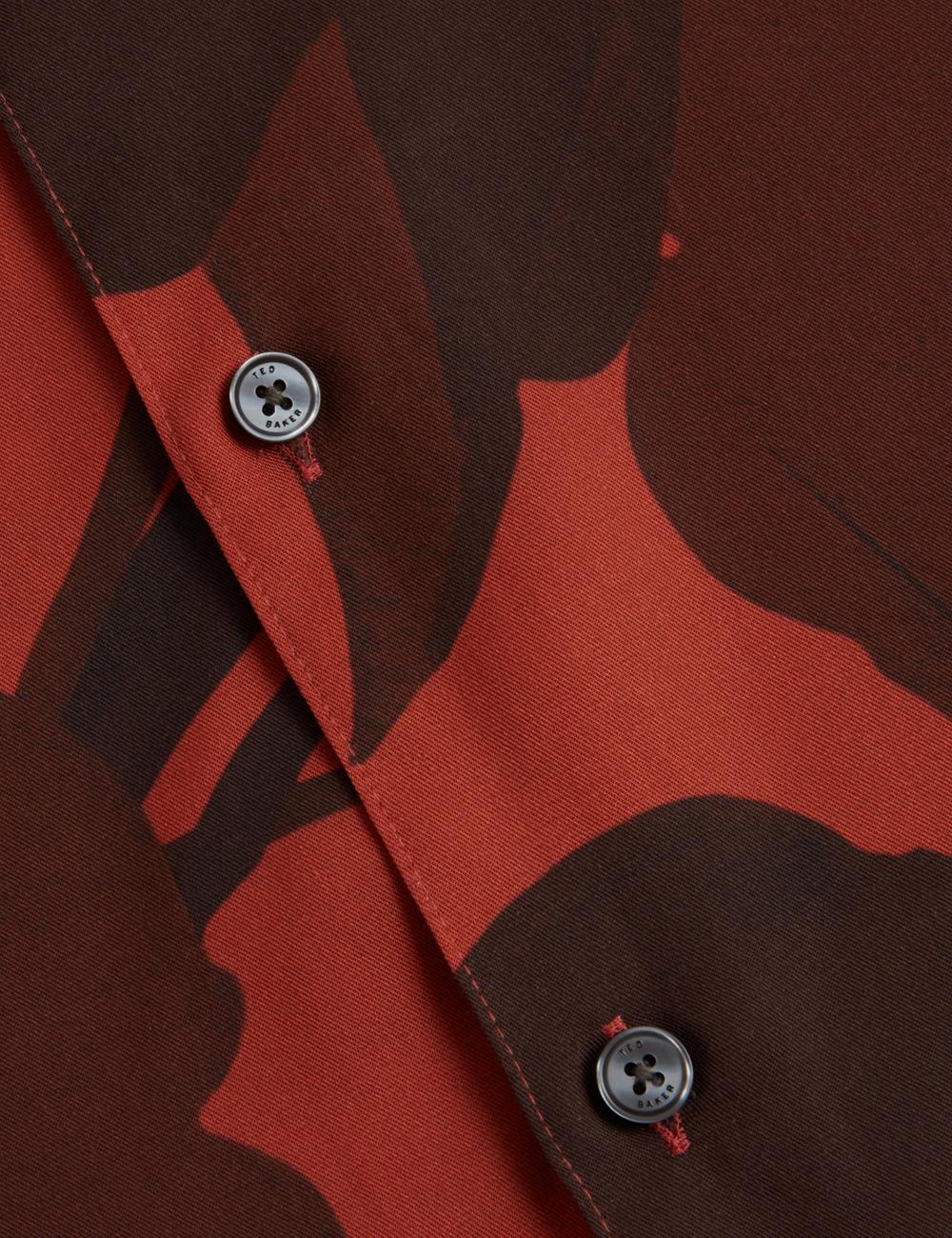 Red Ted Baker PINEDA - Short Sleeve Relaxed Floral Print Men Casual Shirts | Canada  XGA-869174