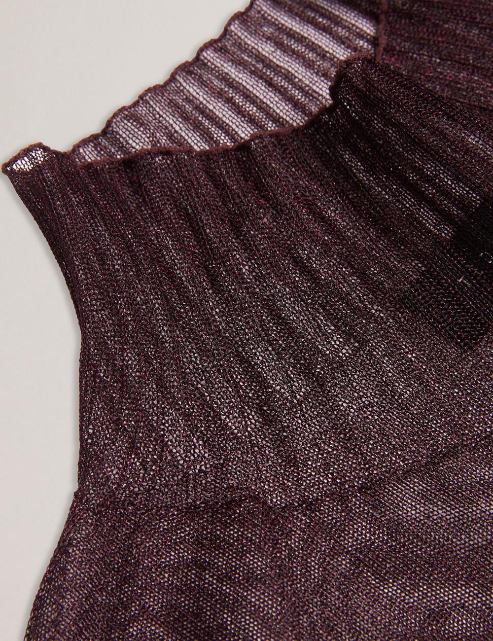 Red Ted Baker TAYLAW - Shimmer Sheer Knit Funnel Neck Top Women Jumpers | Canada  LTU-326091