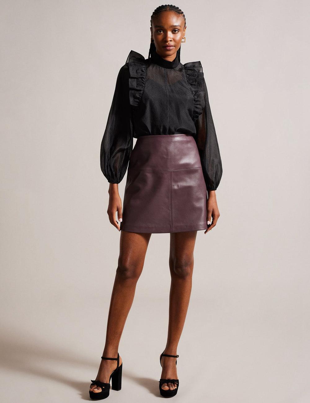 Red Ted Baker VALIAT - A-Line Leather Women Mini Skirts | Canada  DVM-603947