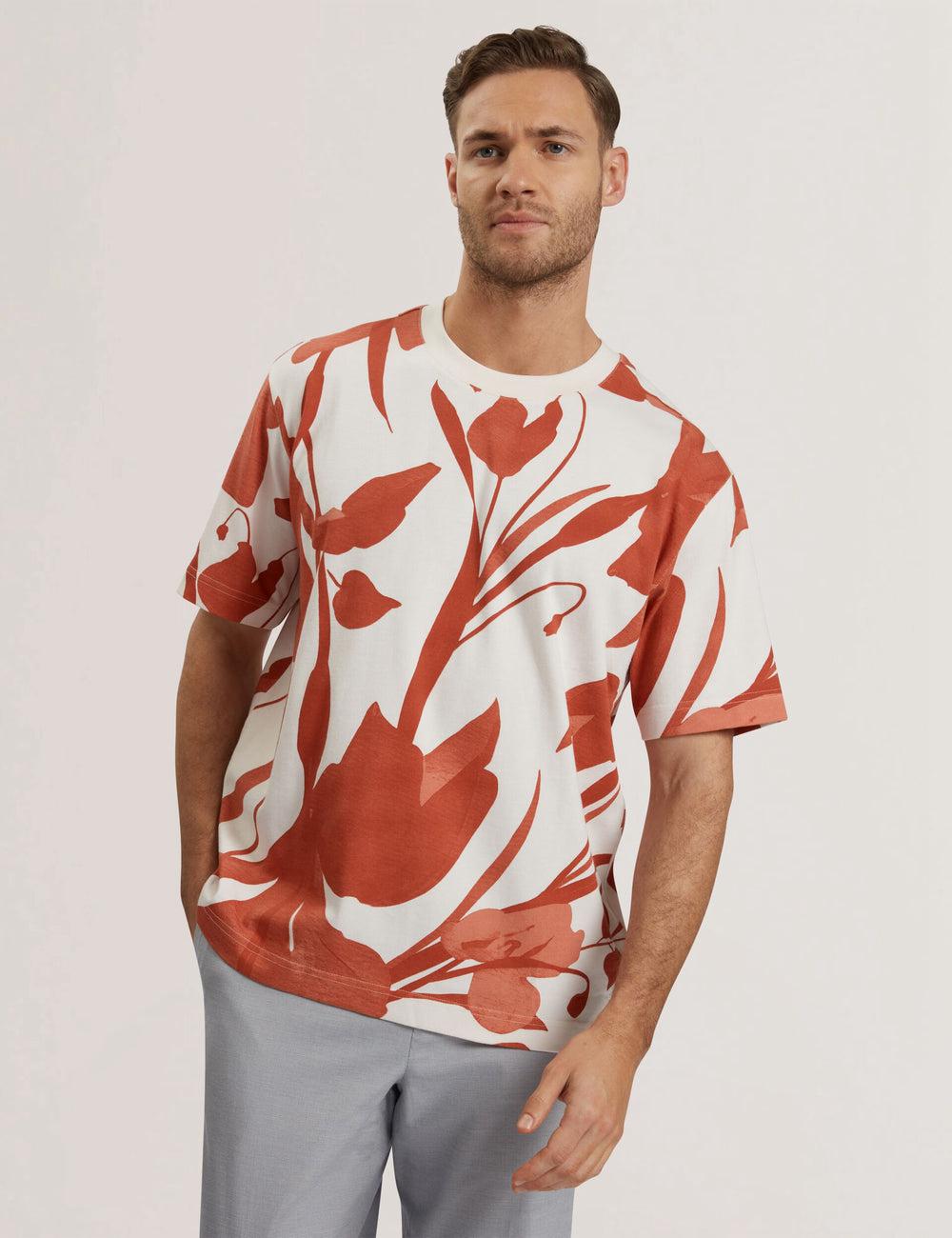 Red Ted Baker YIANNOS - Floral Print Heavyweight Cotton Men T-Shirts | Canada  TXY-087126