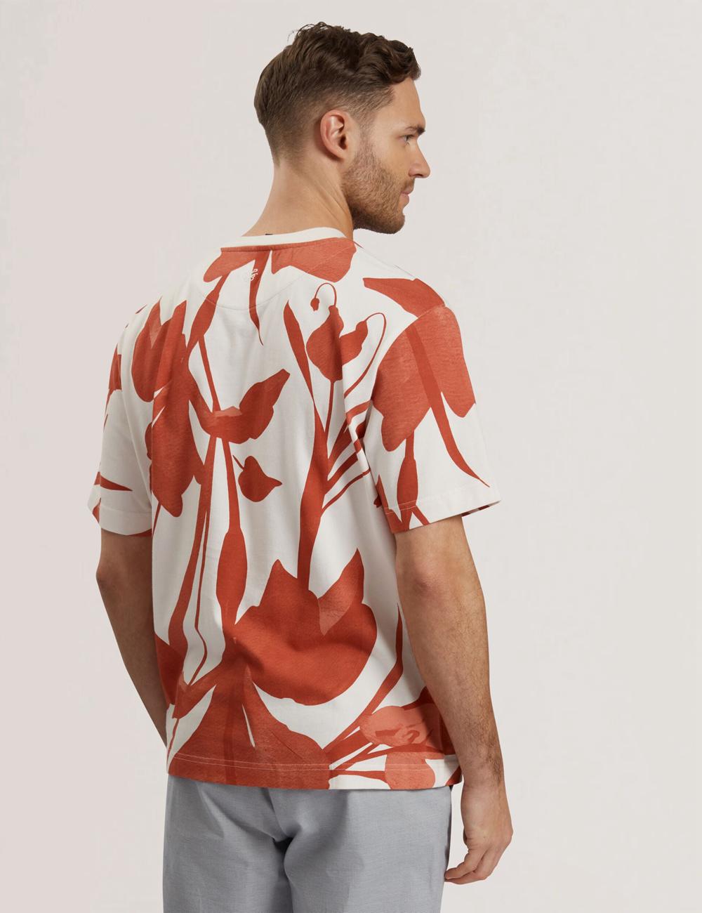 Red Ted Baker YIANNOS - Floral Print Heavyweight Cotton Men T-Shirts | Canada  TXY-087126