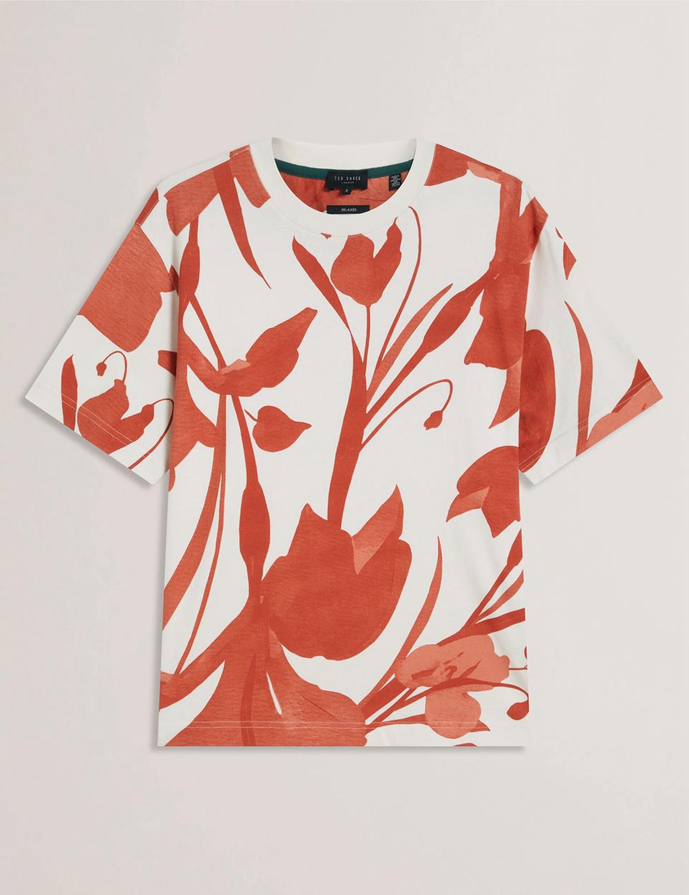 Red Ted Baker YIANNOS - Floral Print Heavyweight Cotton Men T-Shirts | Canada  TXY-087126