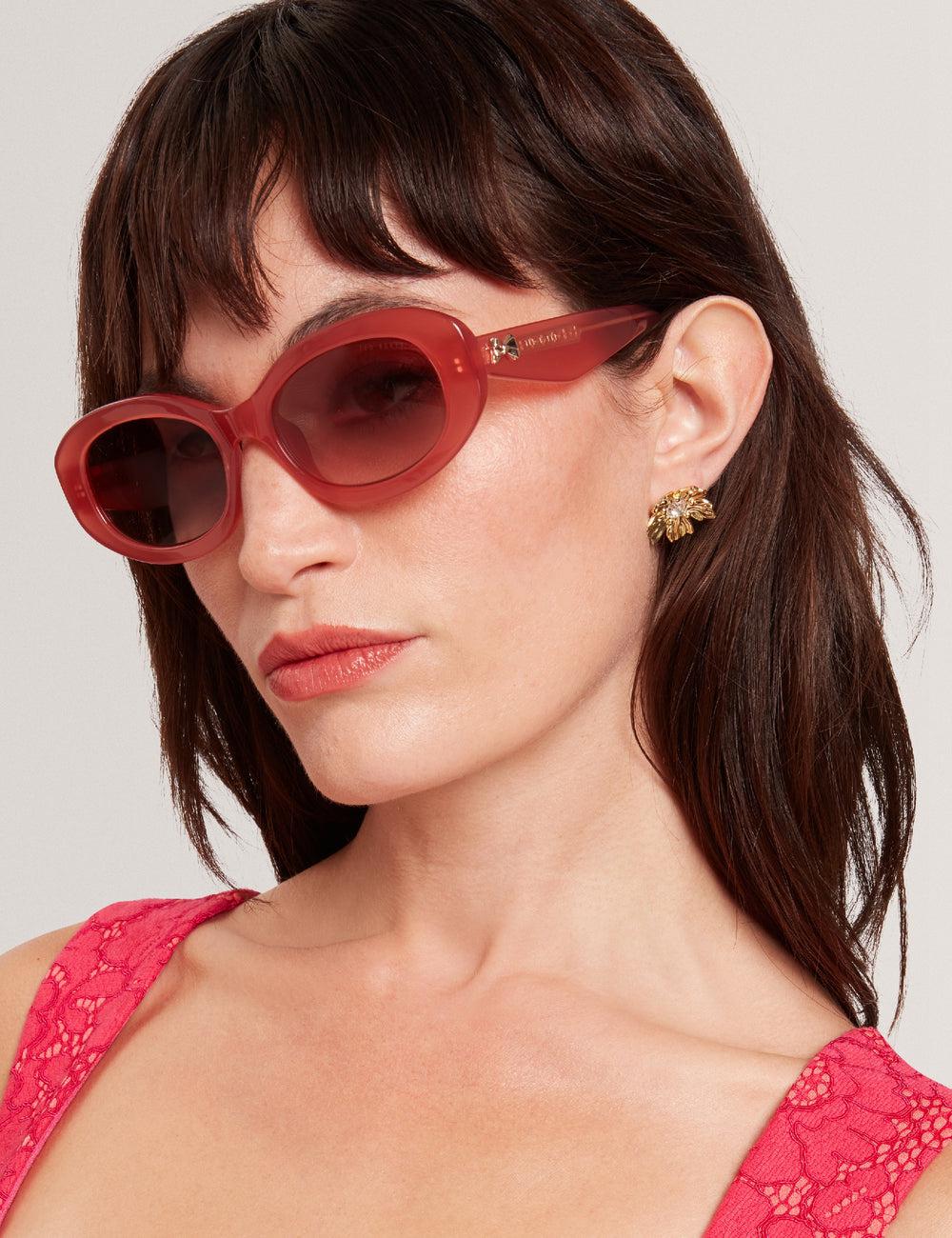 Rose Pink Ted Baker DAISIE - Chunky Oval Bow Detail Women Sunglasses | Canada  VCF-580947