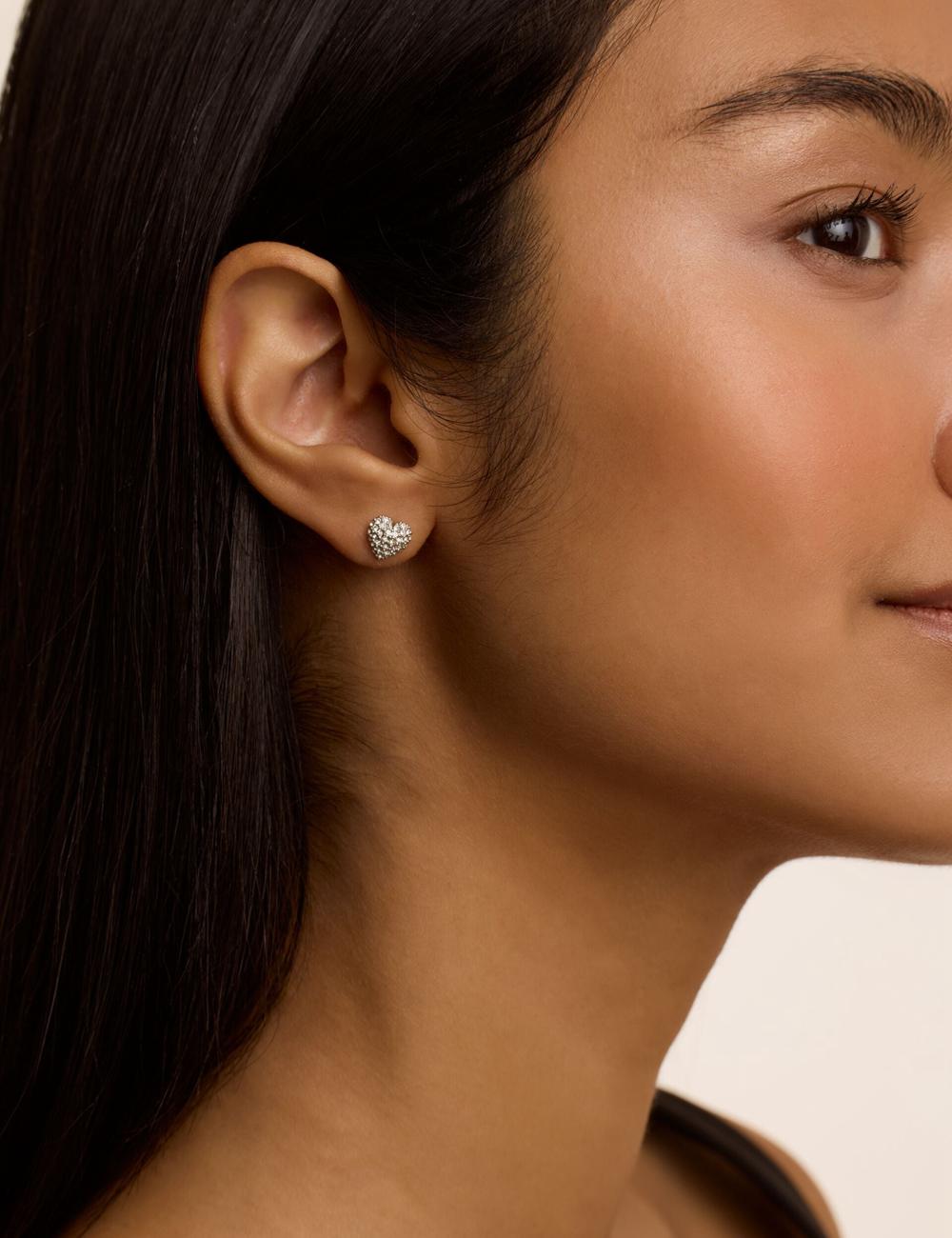 Silver Ted Baker ADORAA - Crystal Heart Stud Women Earrings | Canada  UBH-625781