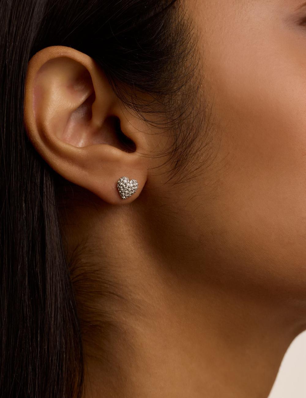 Silver Ted Baker ADORAA - Crystal Heart Stud Women Earrings | Canada  UBH-625781