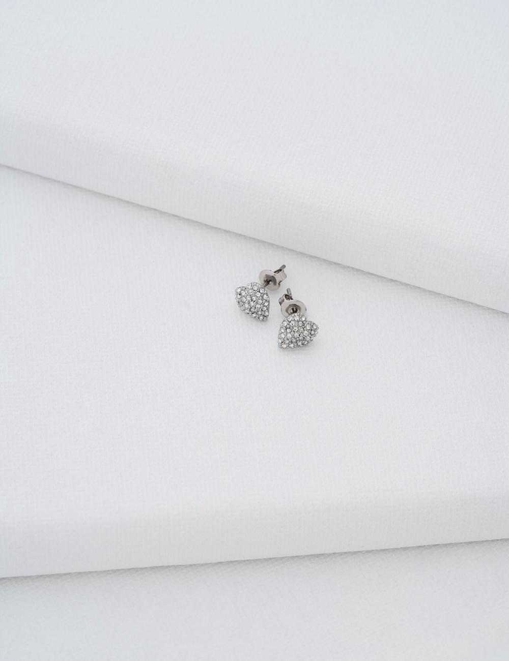 Silver Ted Baker ADORAA - Crystal Heart Stud Women Earrings | Canada  UBH-625781